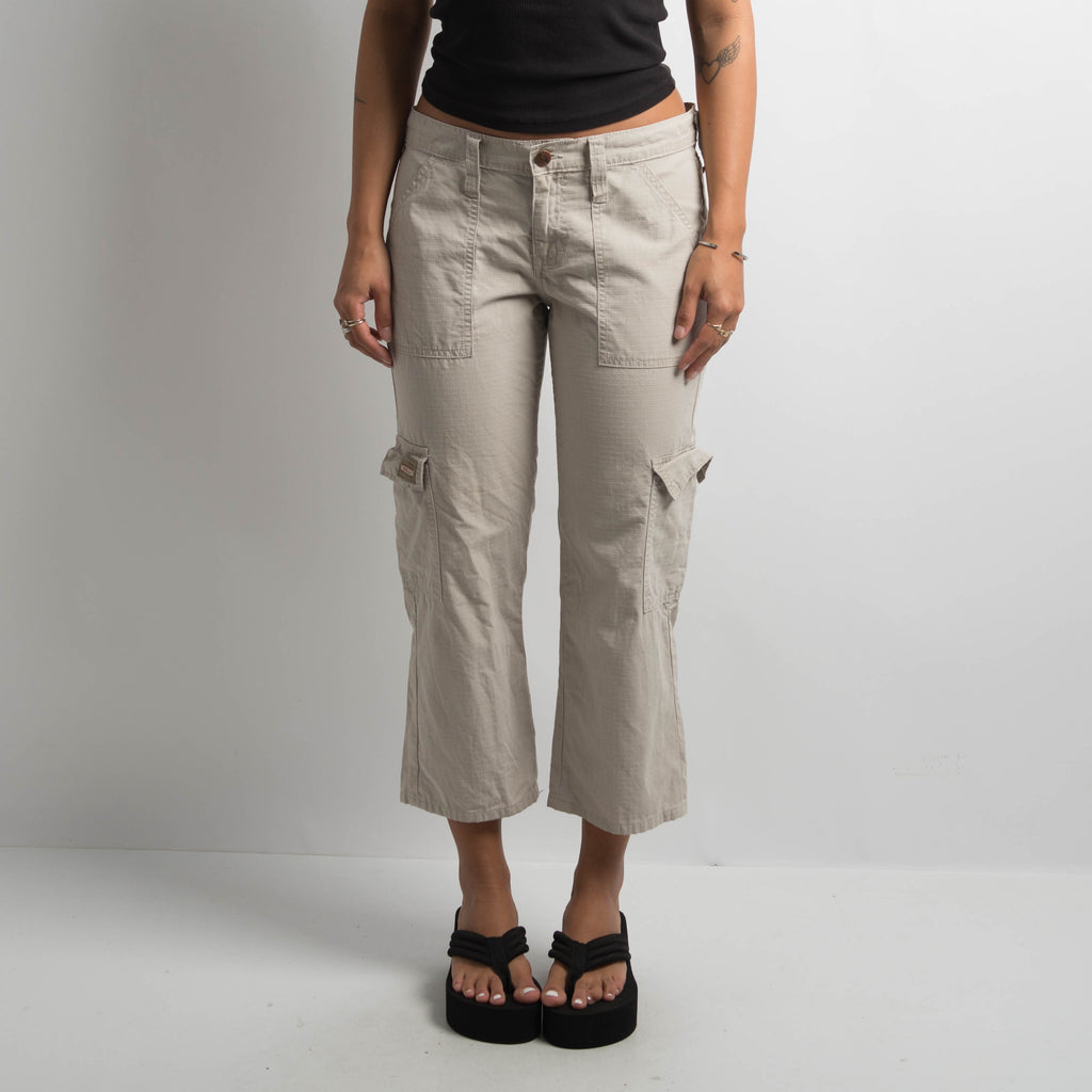 BEIGE CROP CARGO PANTS