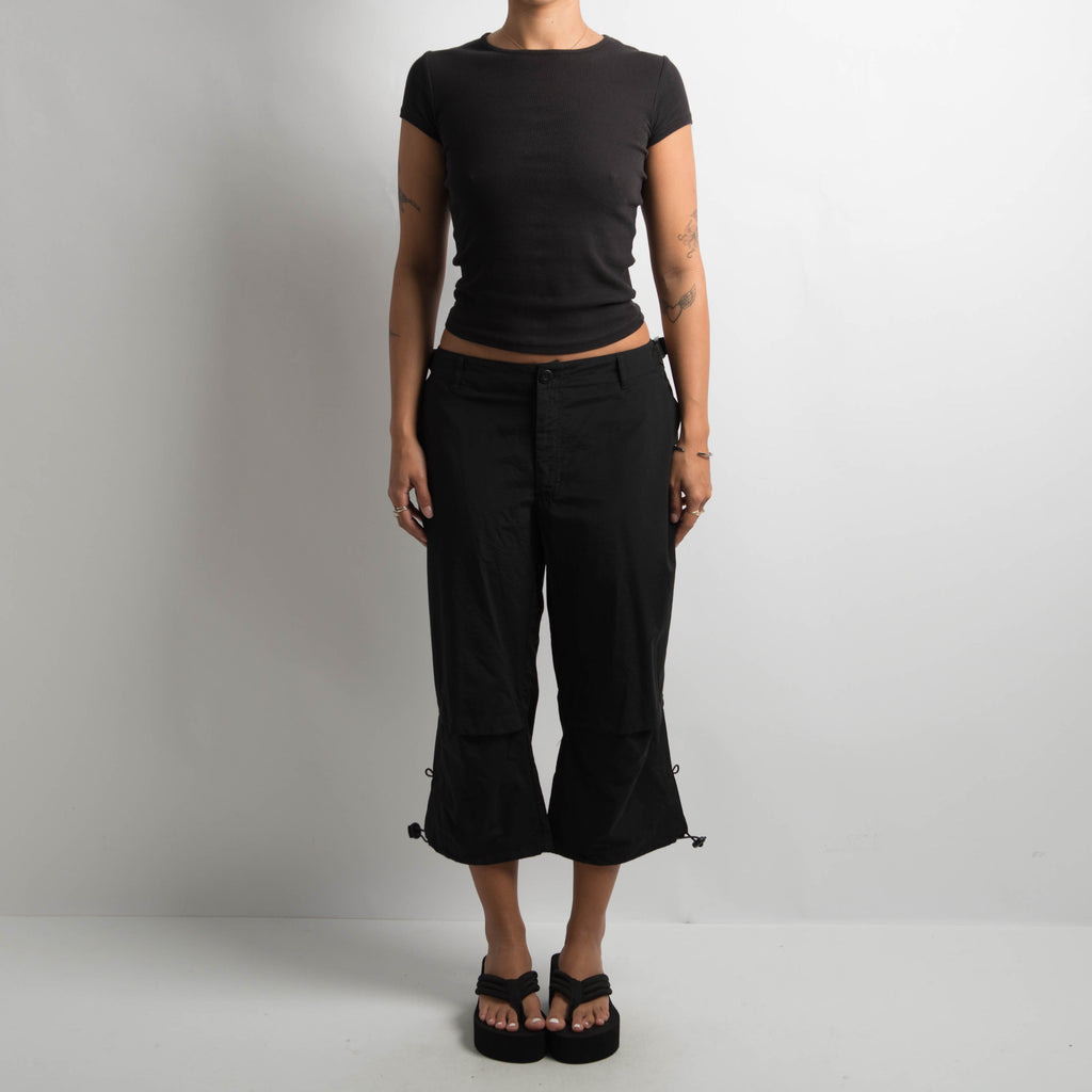 BLACK CROP UTILITY PANTS