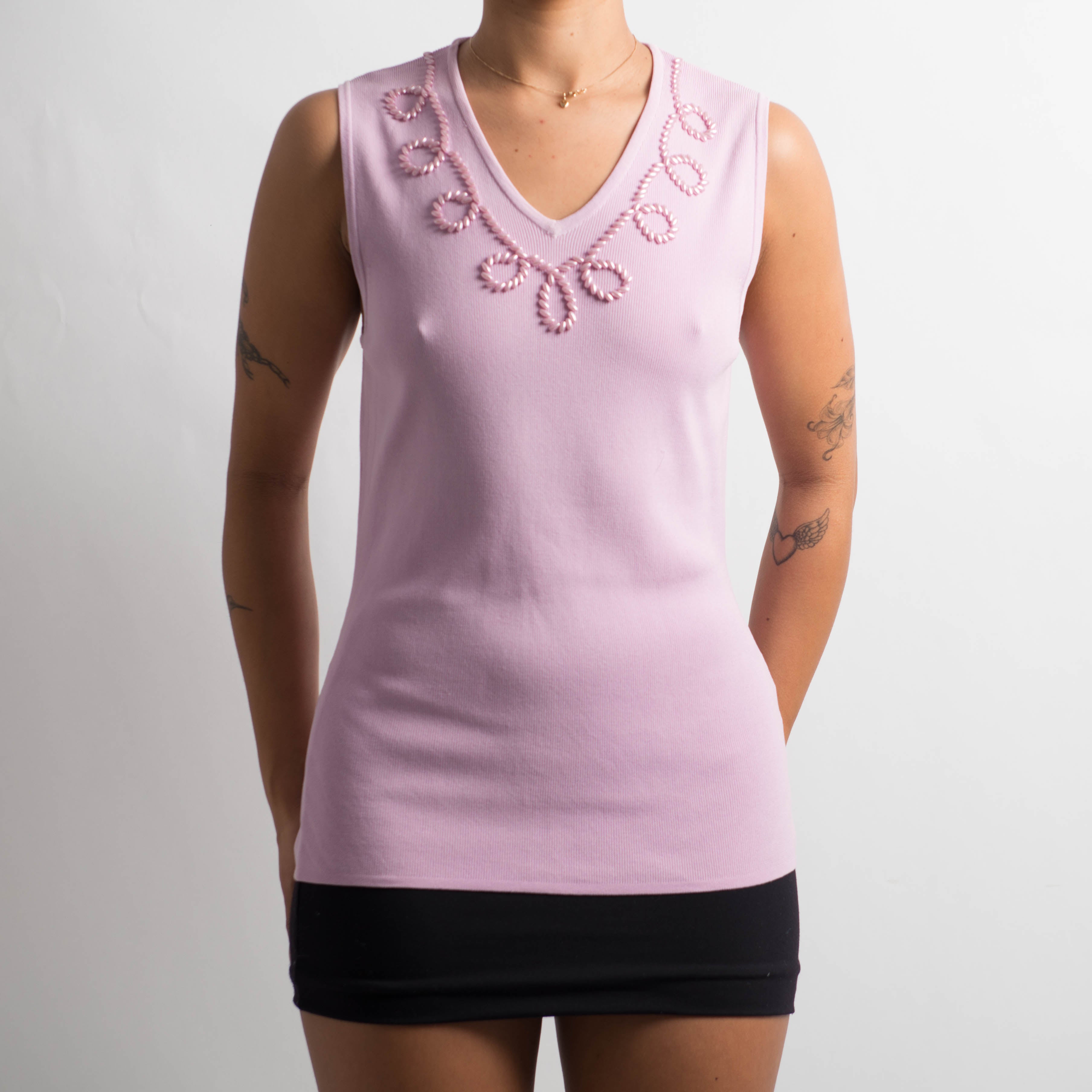 PINK BEADED TOP