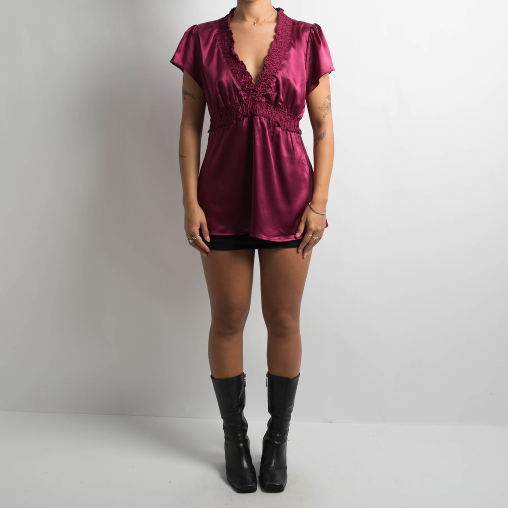 MAROON SATIN TOP