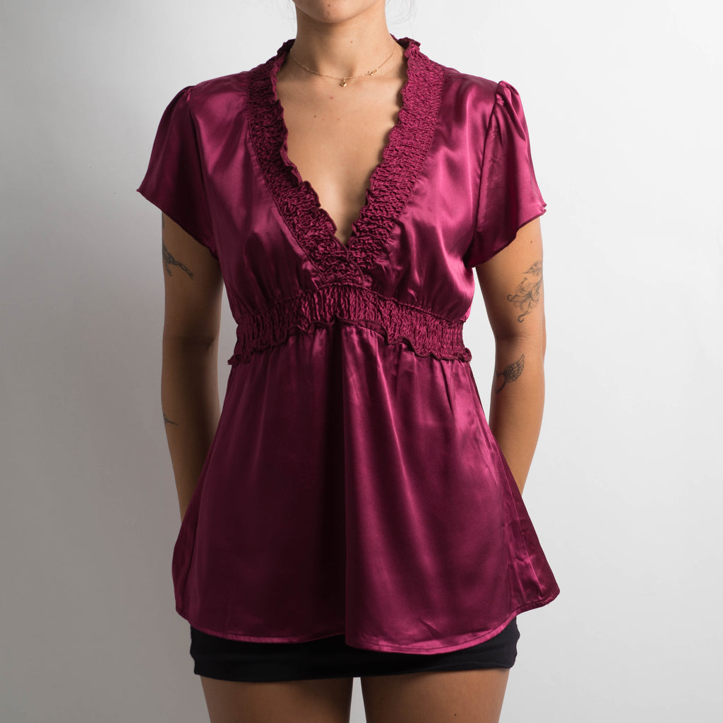 MAROON SATIN TOP