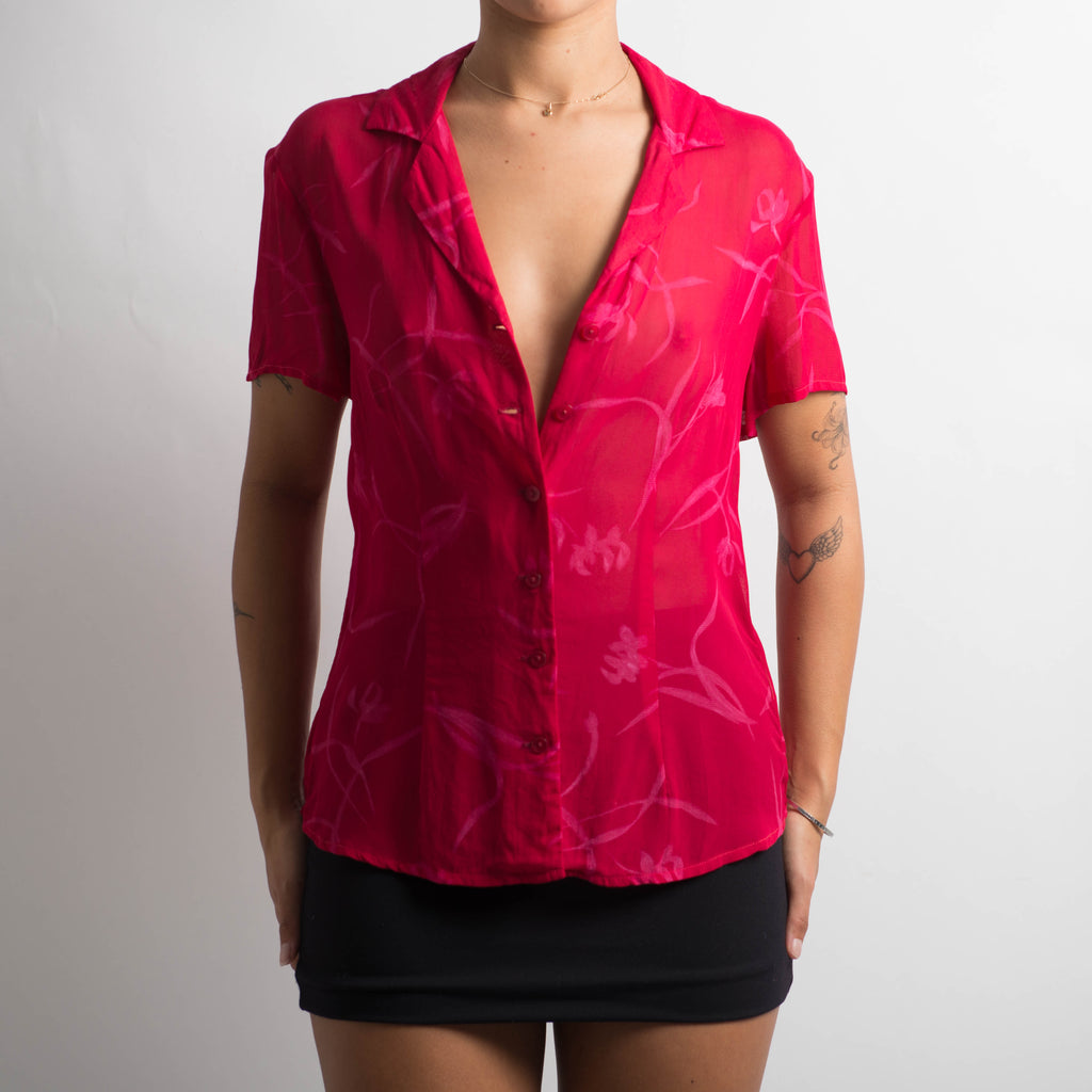 SHEER SHORT SLEEVE BLOUSE