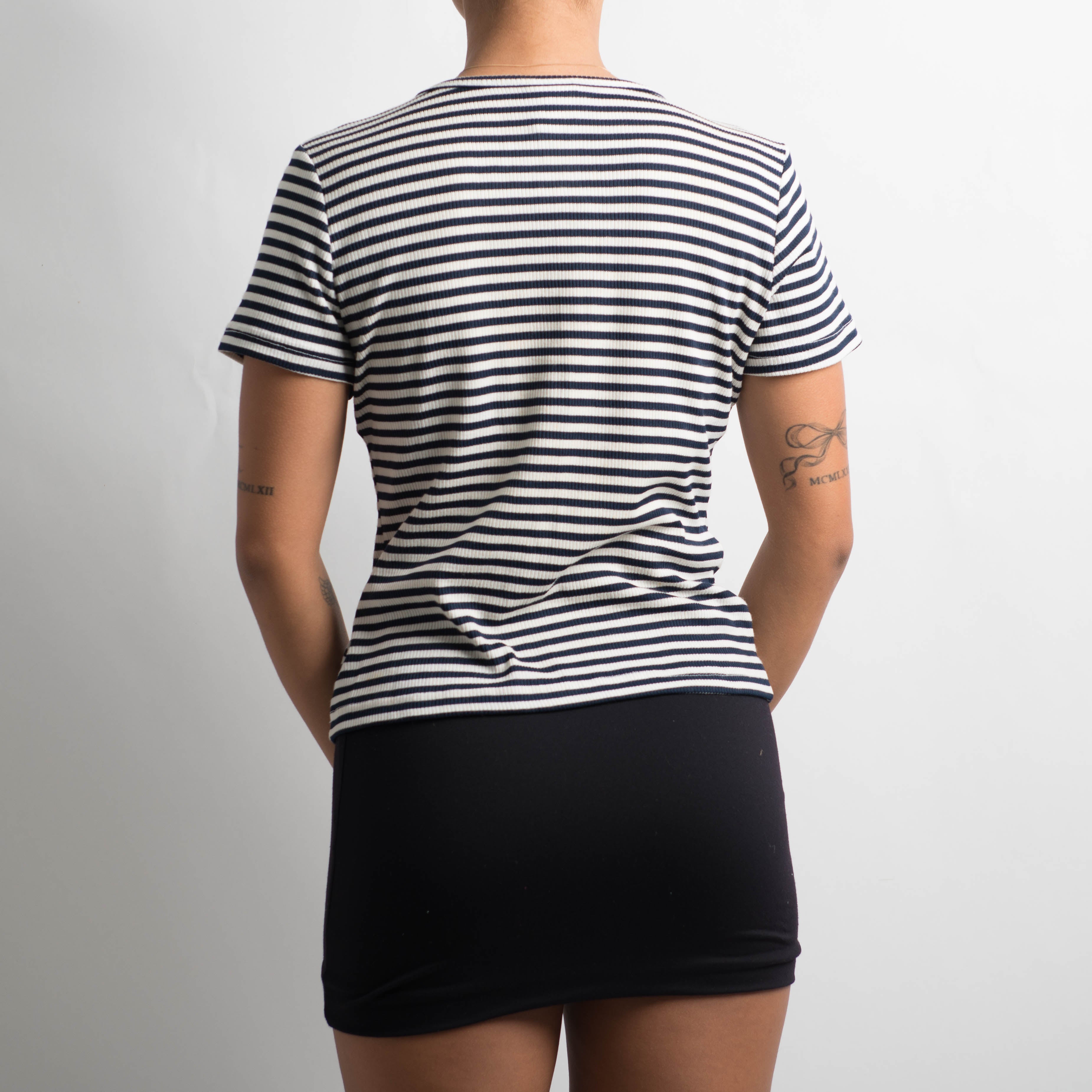NAVY STRIPE BABY TEE