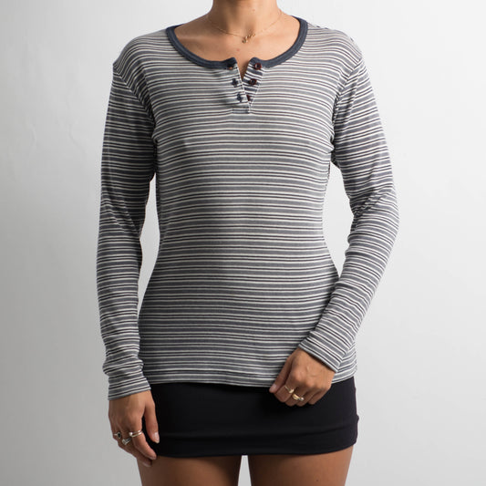 NAVY STRIPE HENLEY SHIRT