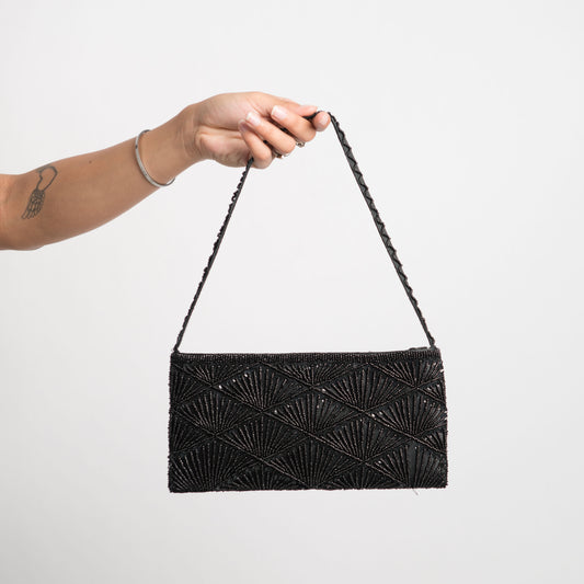 BLACK BEADED HANDBAG