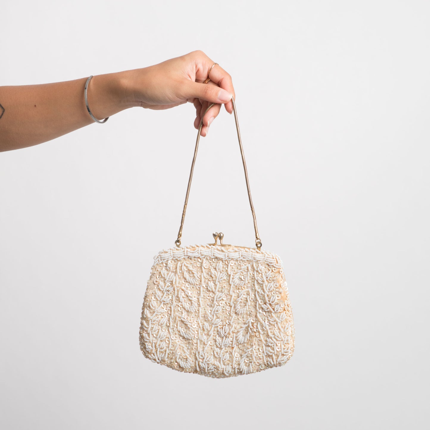 CREAM BEADED BAG