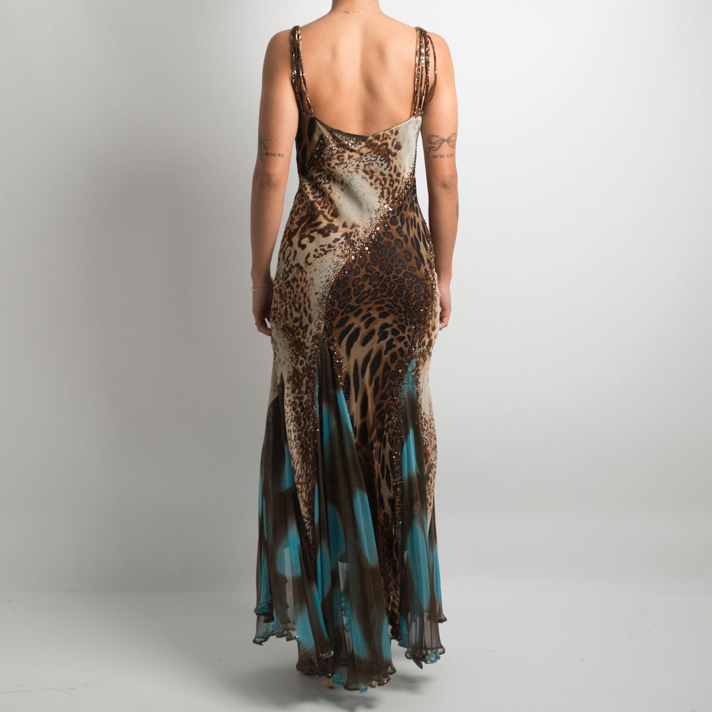 ANIMAL PRINT BEADED GOWN