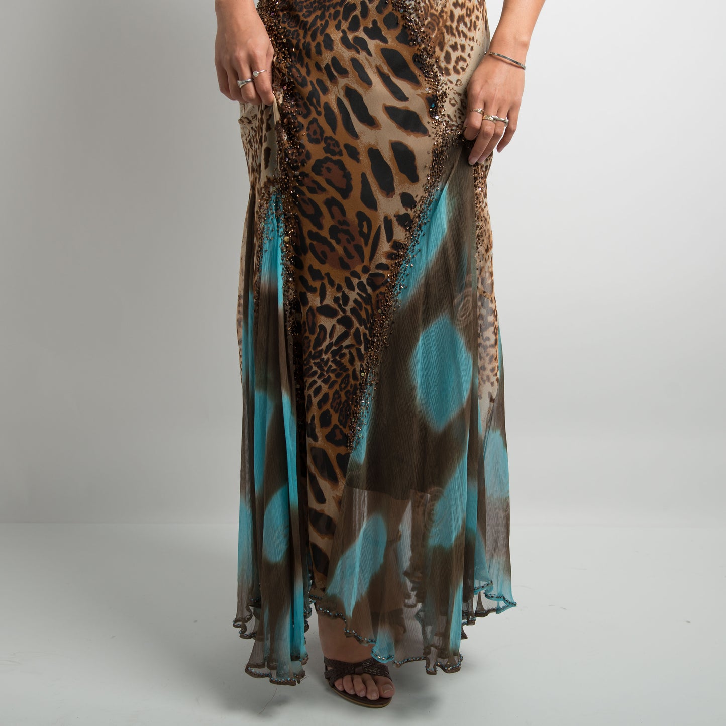 ANIMAL PRINT BEADED GOWN