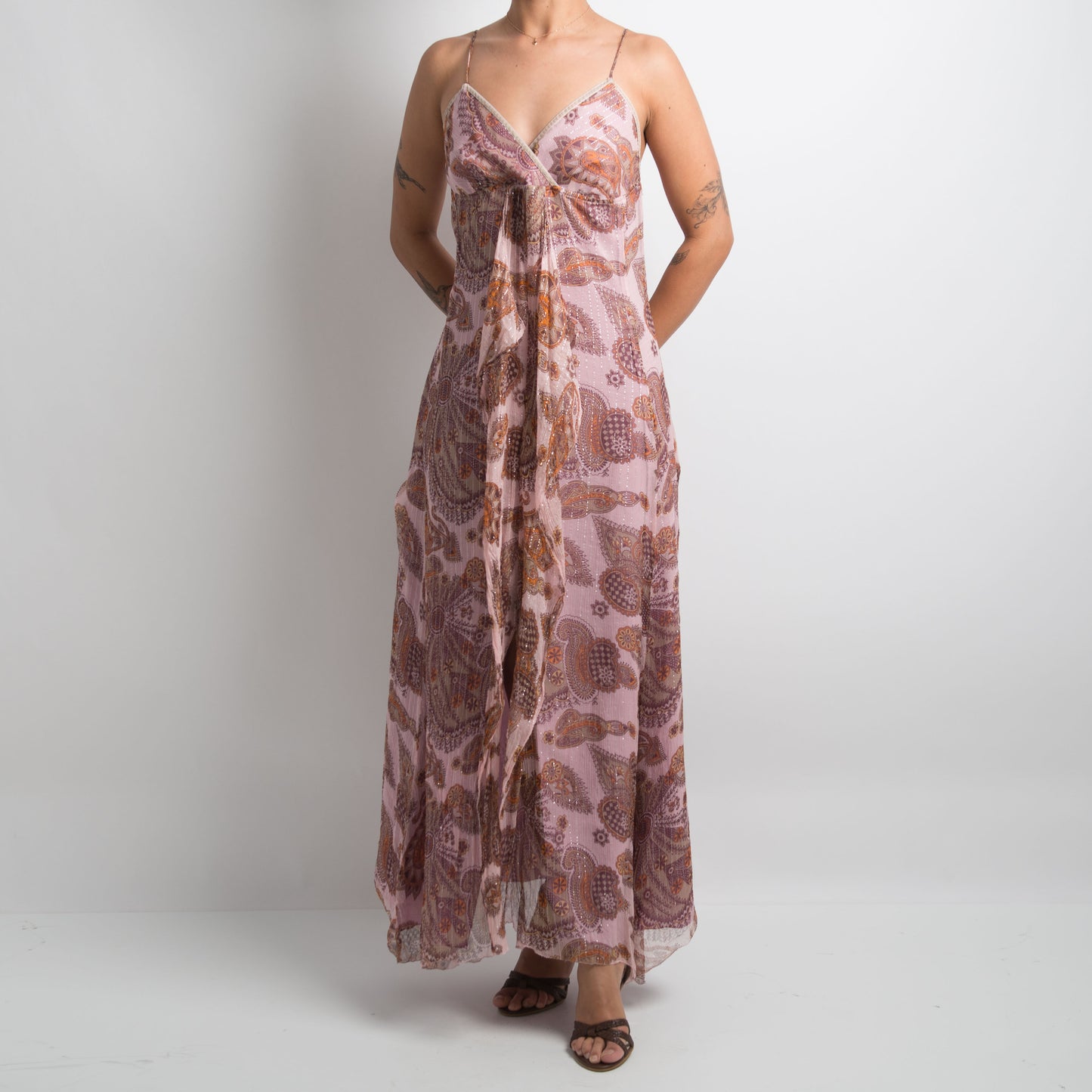 PINK SILK PAISLEY DRESS