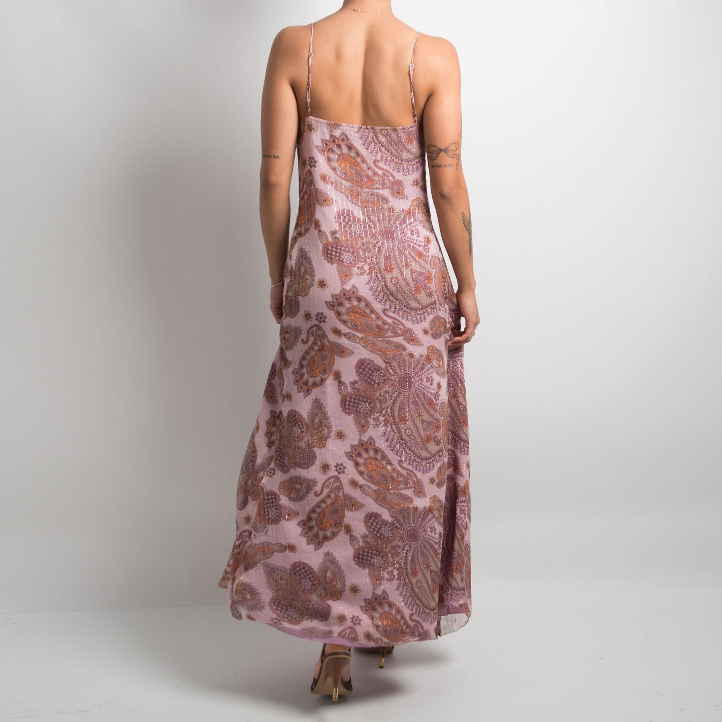 PINK SILK PAISLEY DRESS