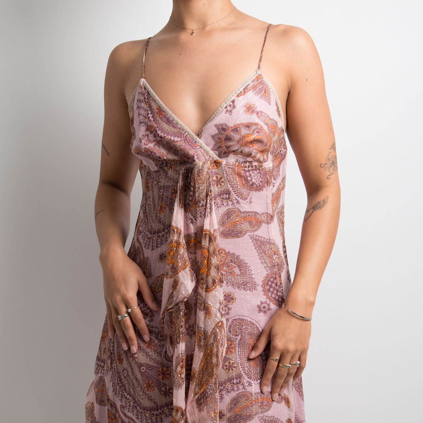 PINK SILK PAISLEY DRESS