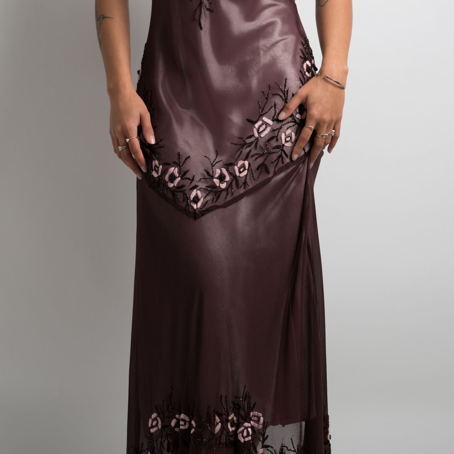 DUOCHROME BEADED MIDI DRESS