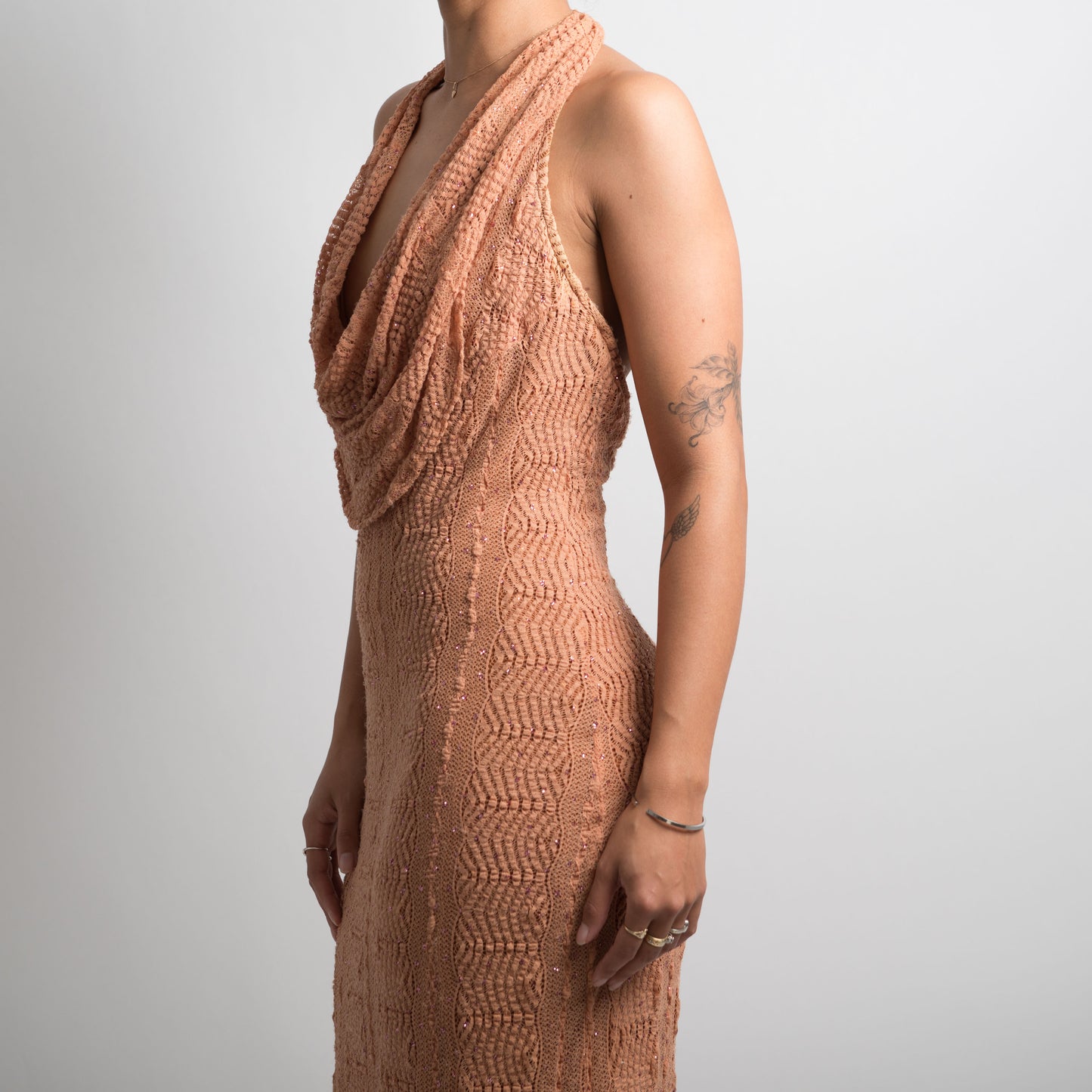 TEXTURED COWL NECK GOWN