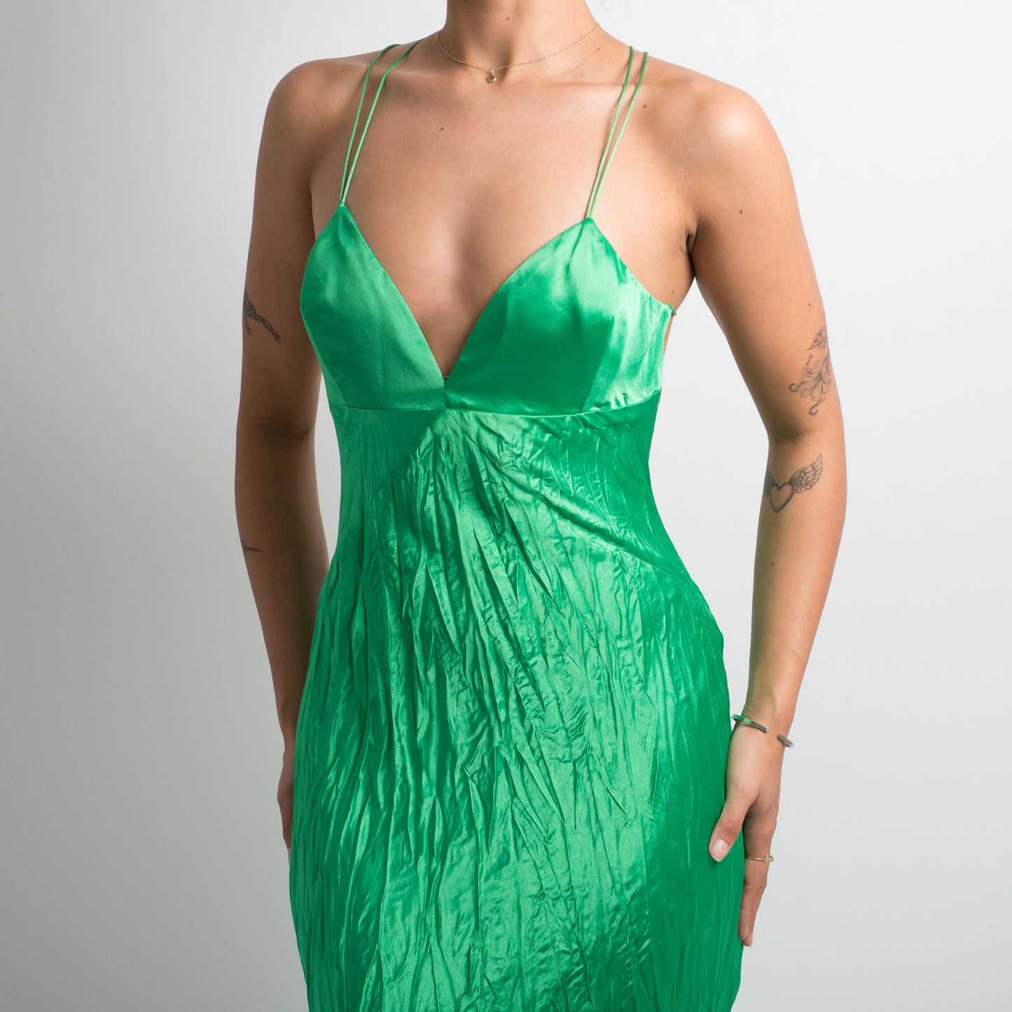 GREEN TEXTURED GOWN