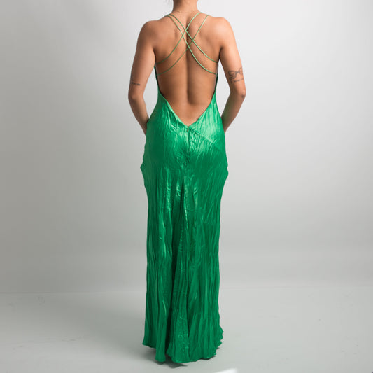 GREEN TEXTURED GOWN