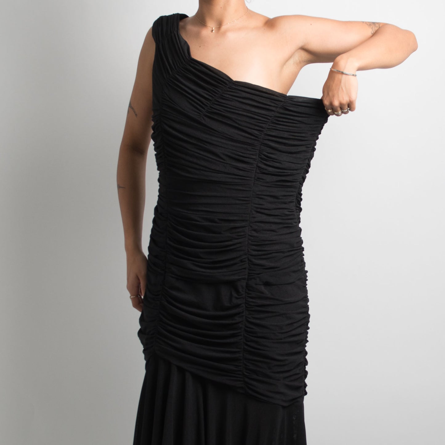 ONE SHOULDER RUCHED GOWN