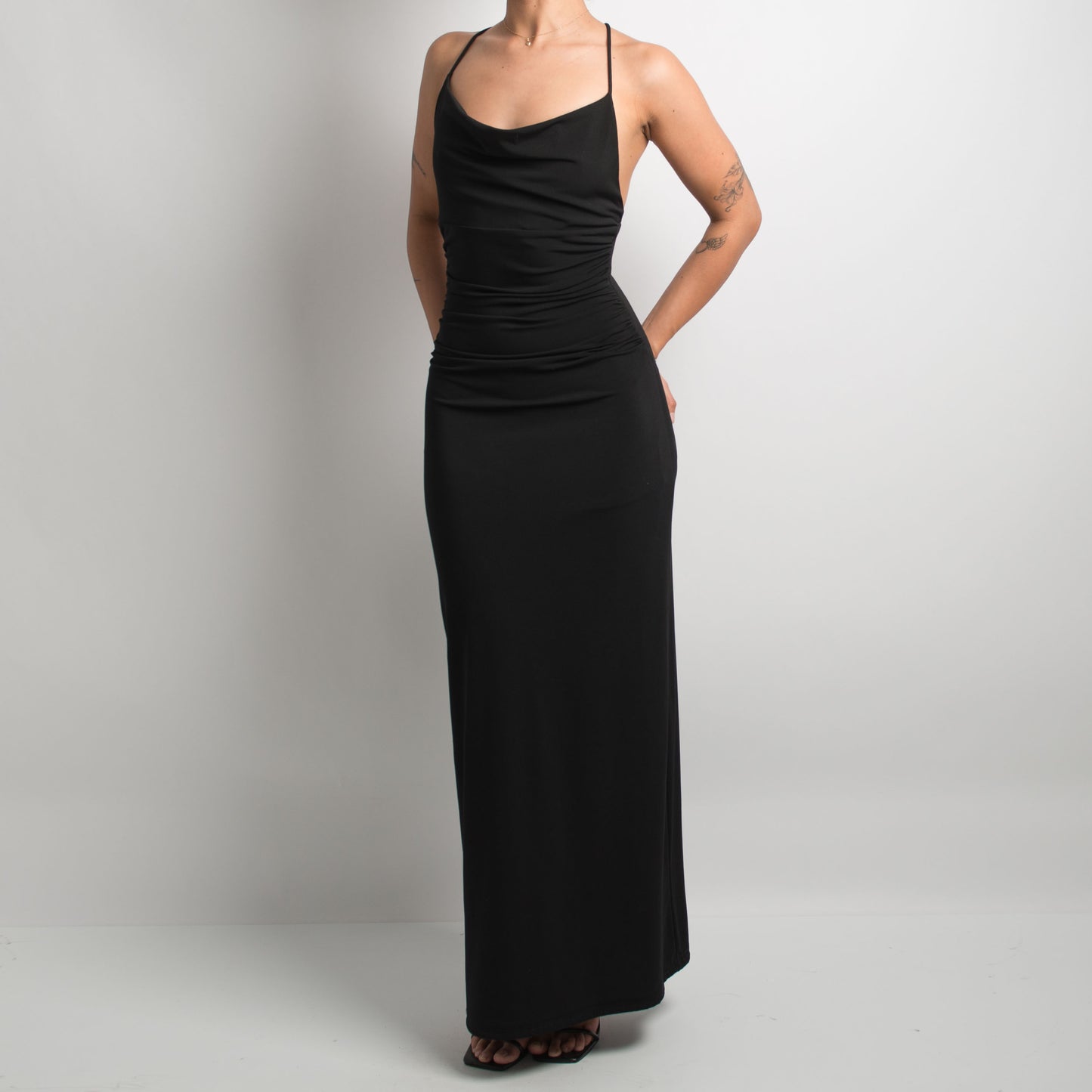 BLACK COWL NECK GOWN