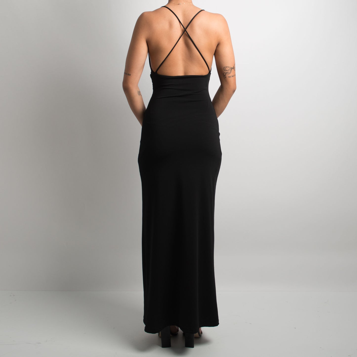 BLACK COWL NECK GOWN