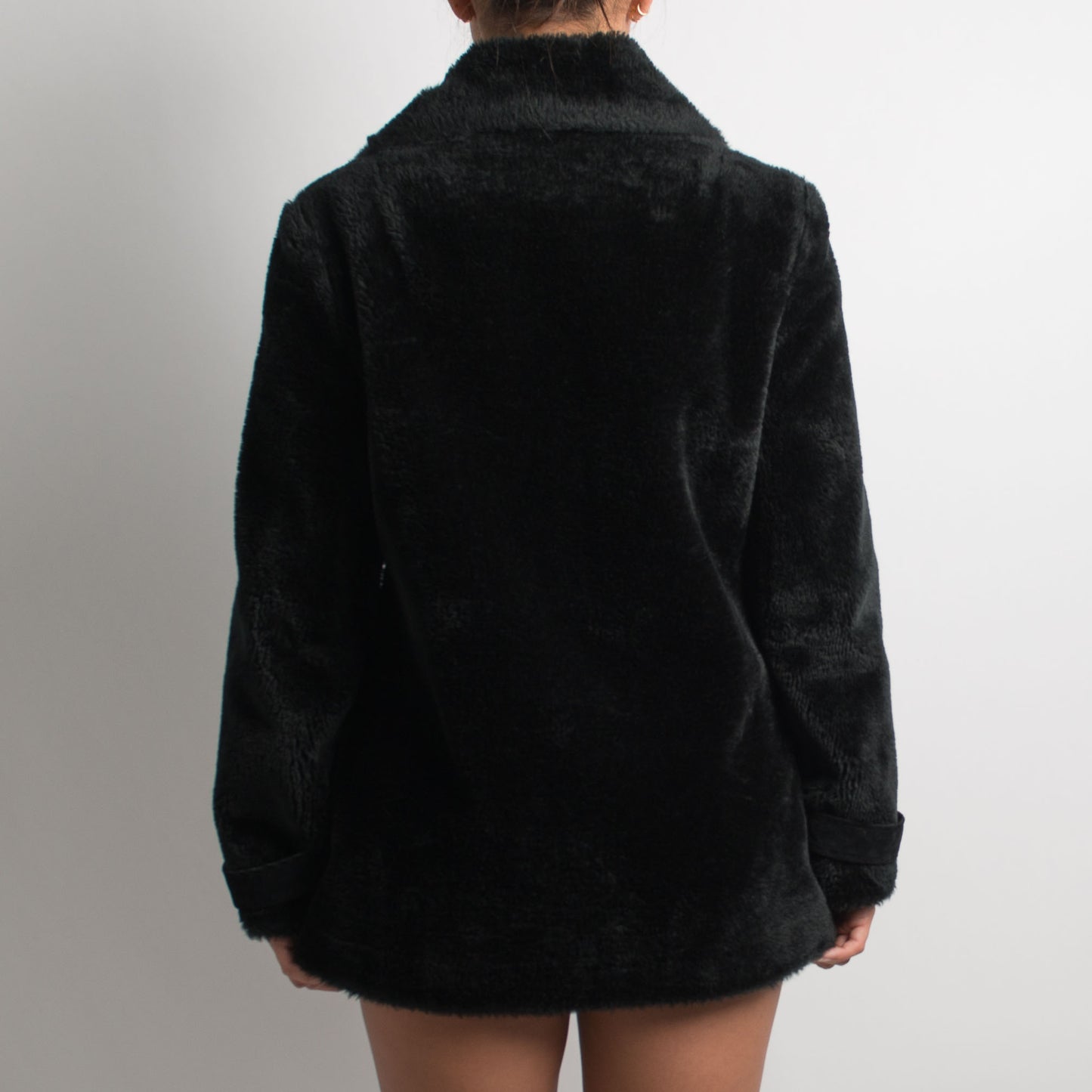 BLACK FAUX FUX JACKET