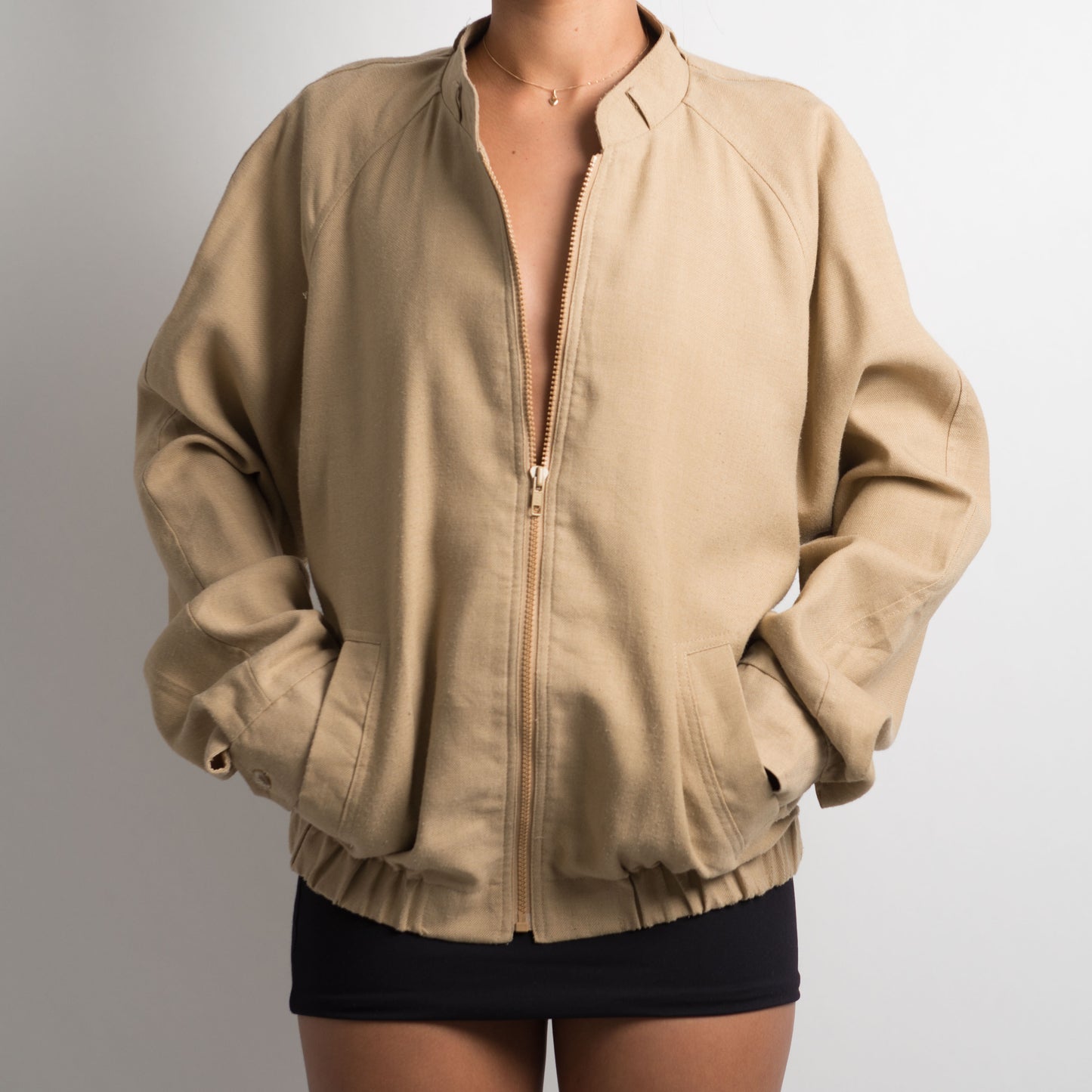 TAN ZIP UP JACKET