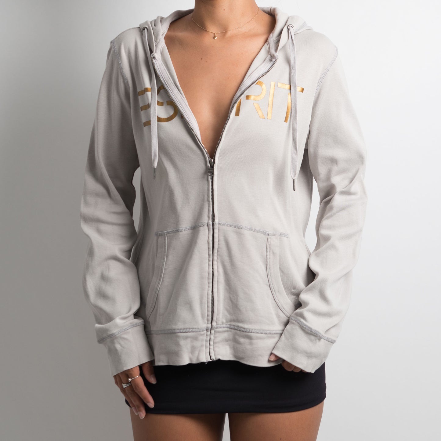 FADED GREY ZIP UP HOODIE