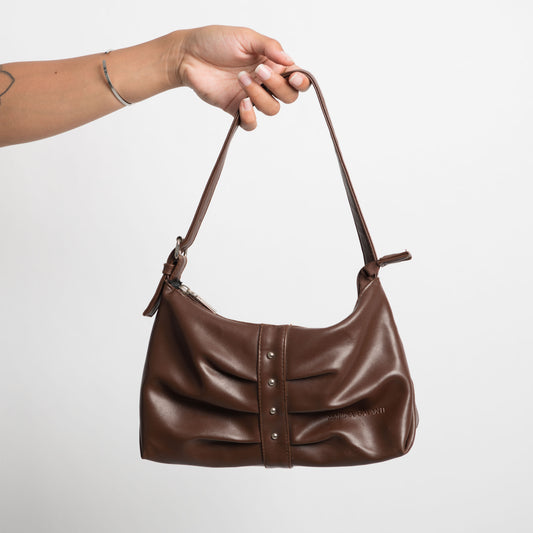 DARK BROWN FAUX LEATHER BAG