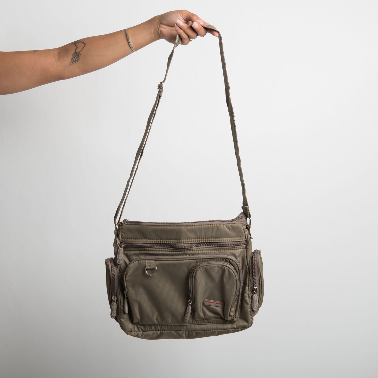 NYLON KHAKI CROSSBODY BAG