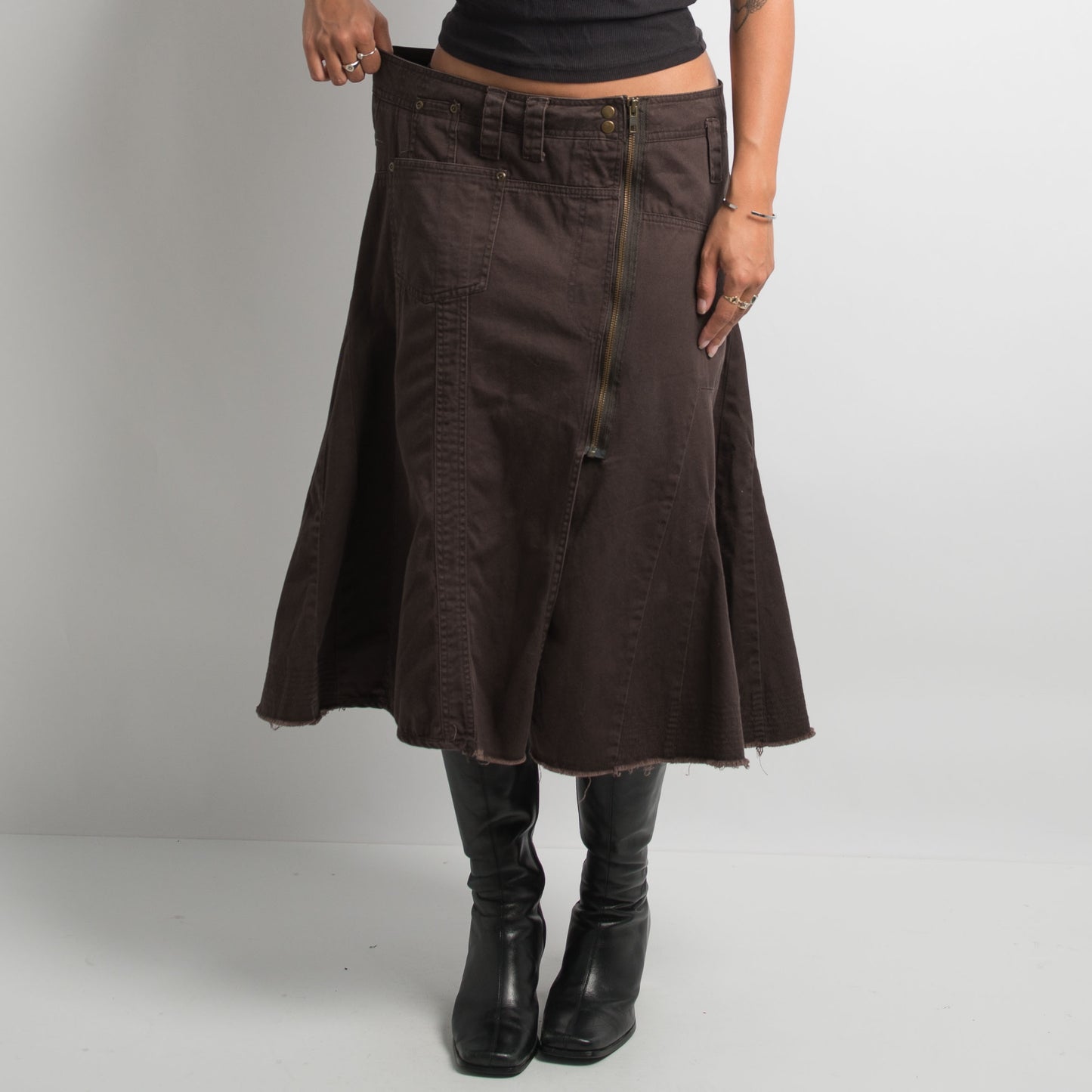 BROWN MIDI SKIRT