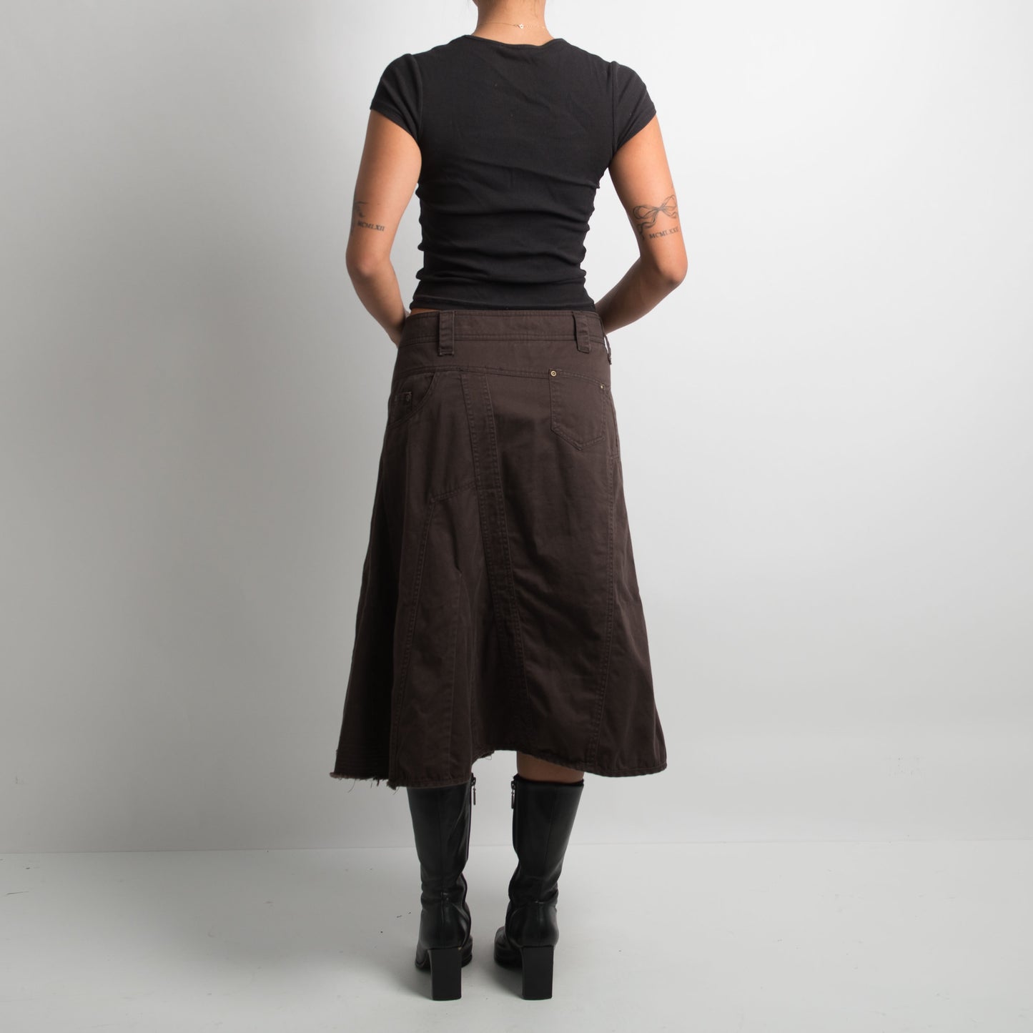 BROWN MIDI SKIRT