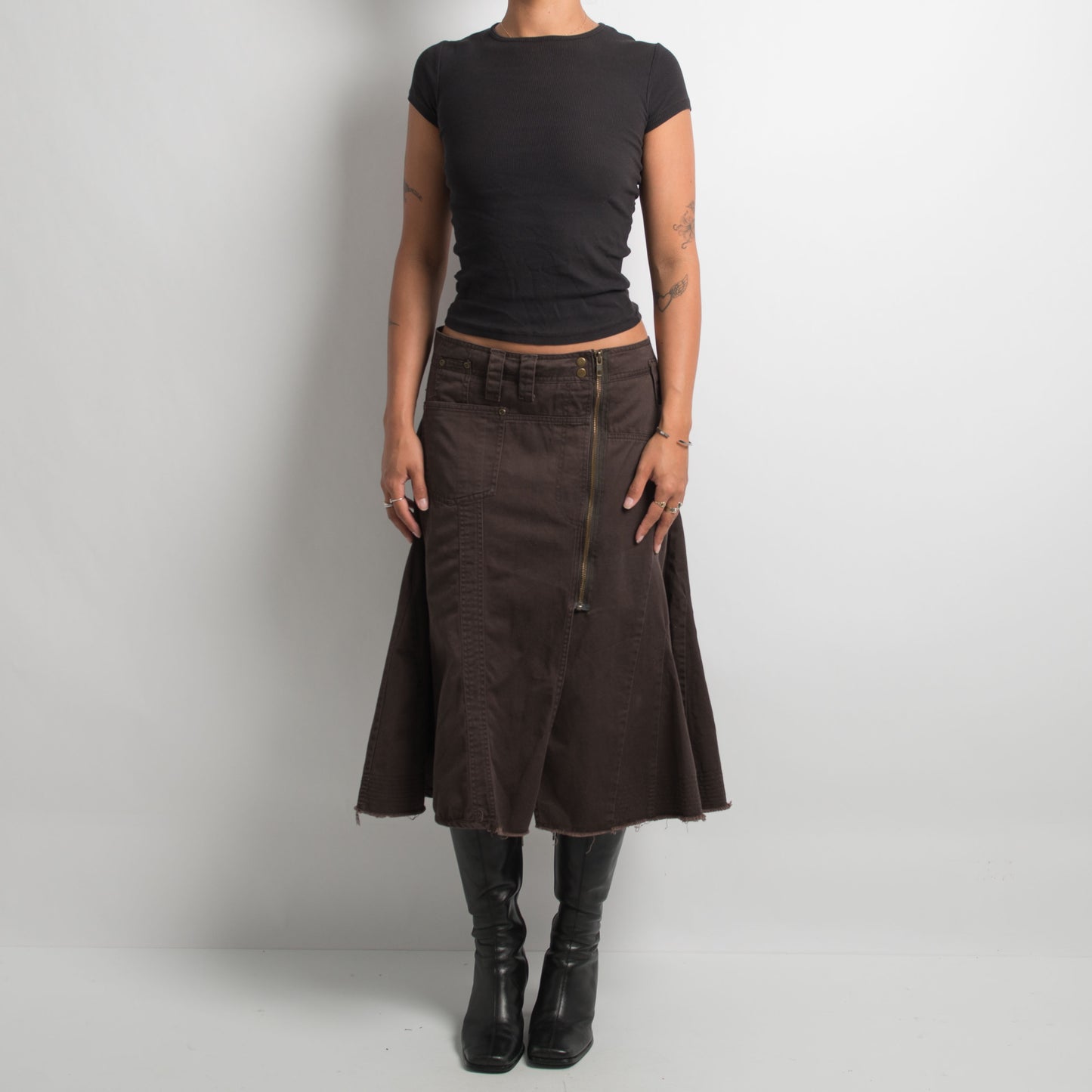 BROWN MIDI SKIRT