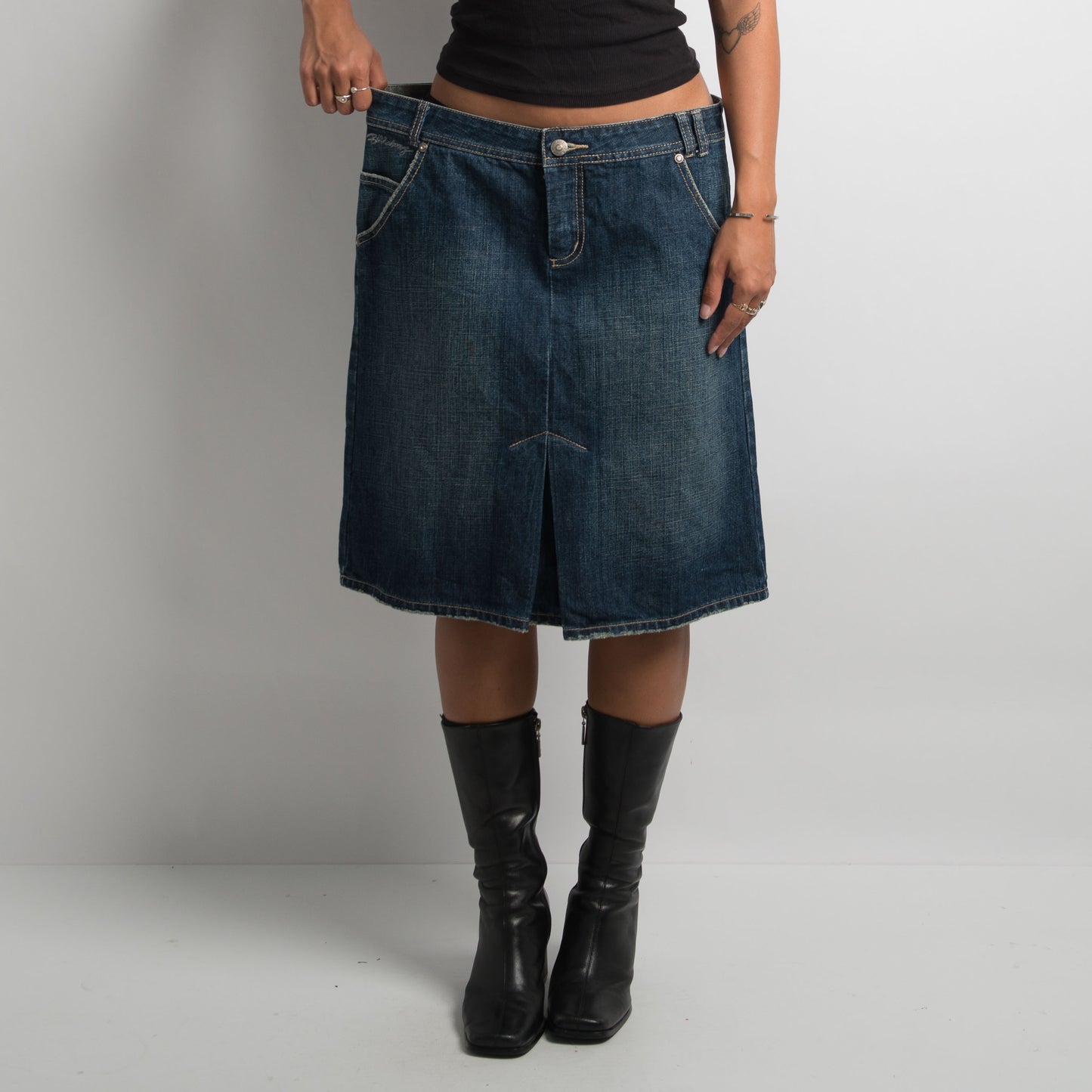 A LINE DENIM MIDI SKIRT