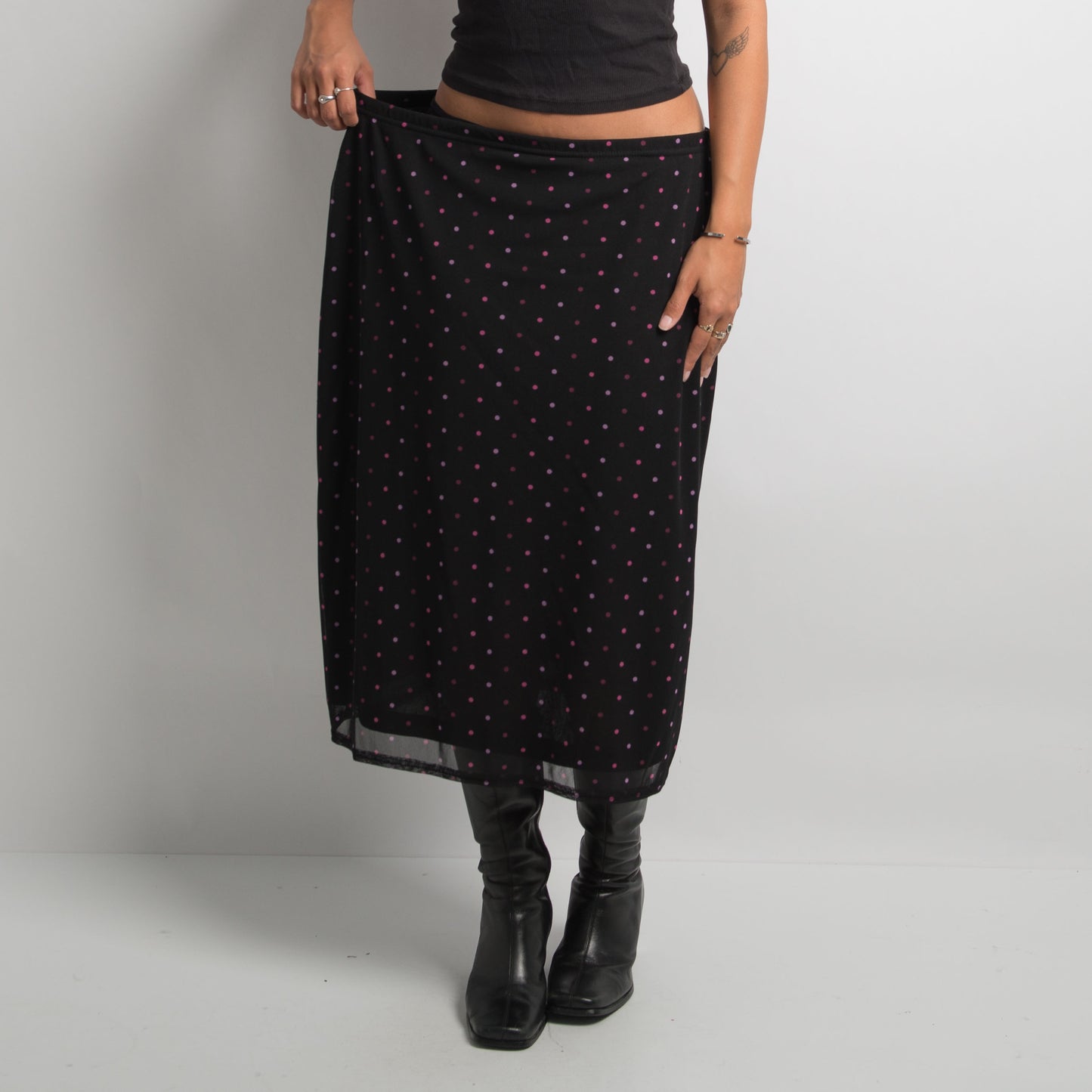 MESH POLKA DOT MIDI SKIRT