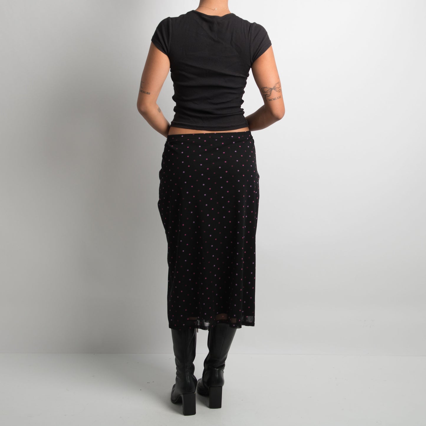 MESH POLKA DOT MIDI SKIRT