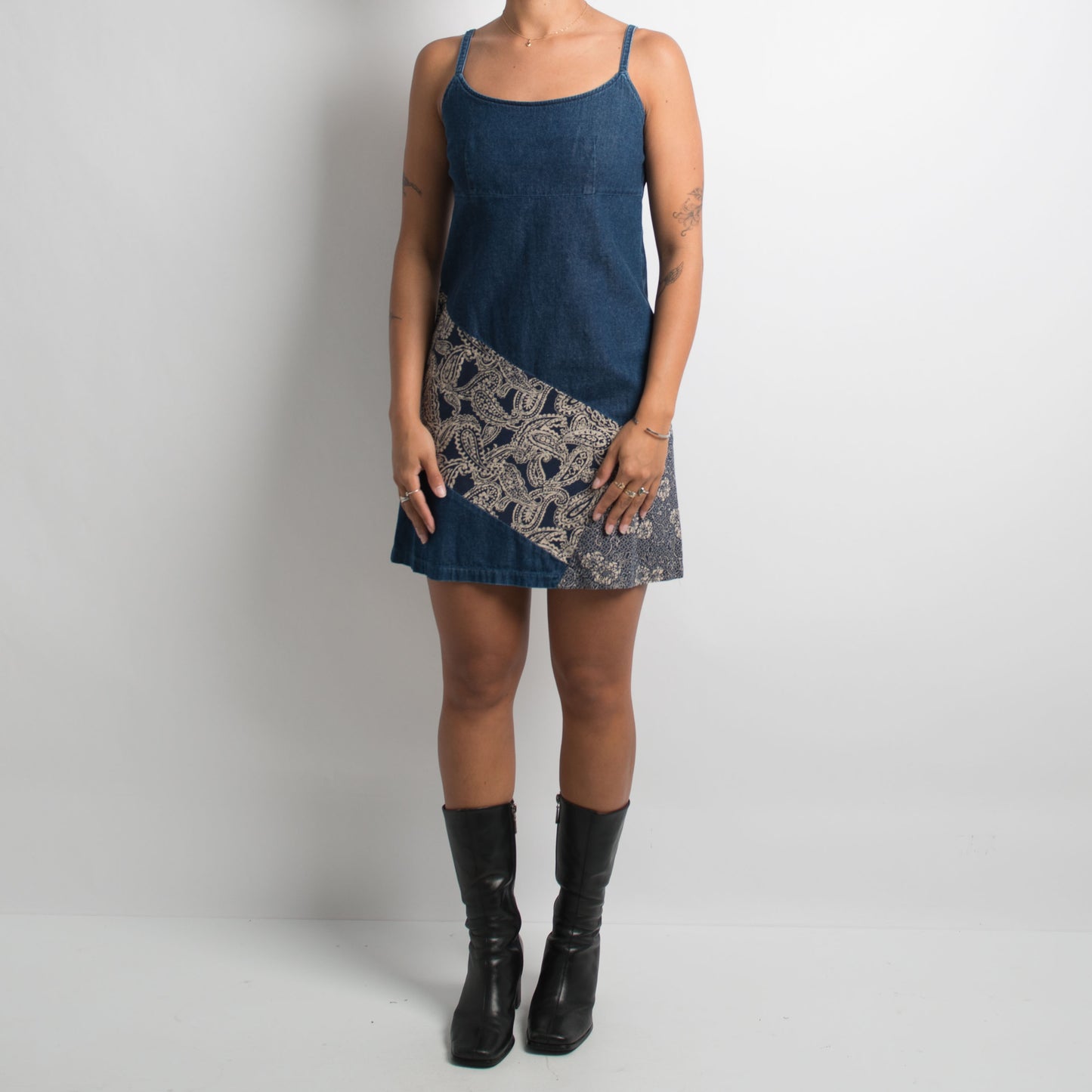 A LINE DENIM MINI DRESS