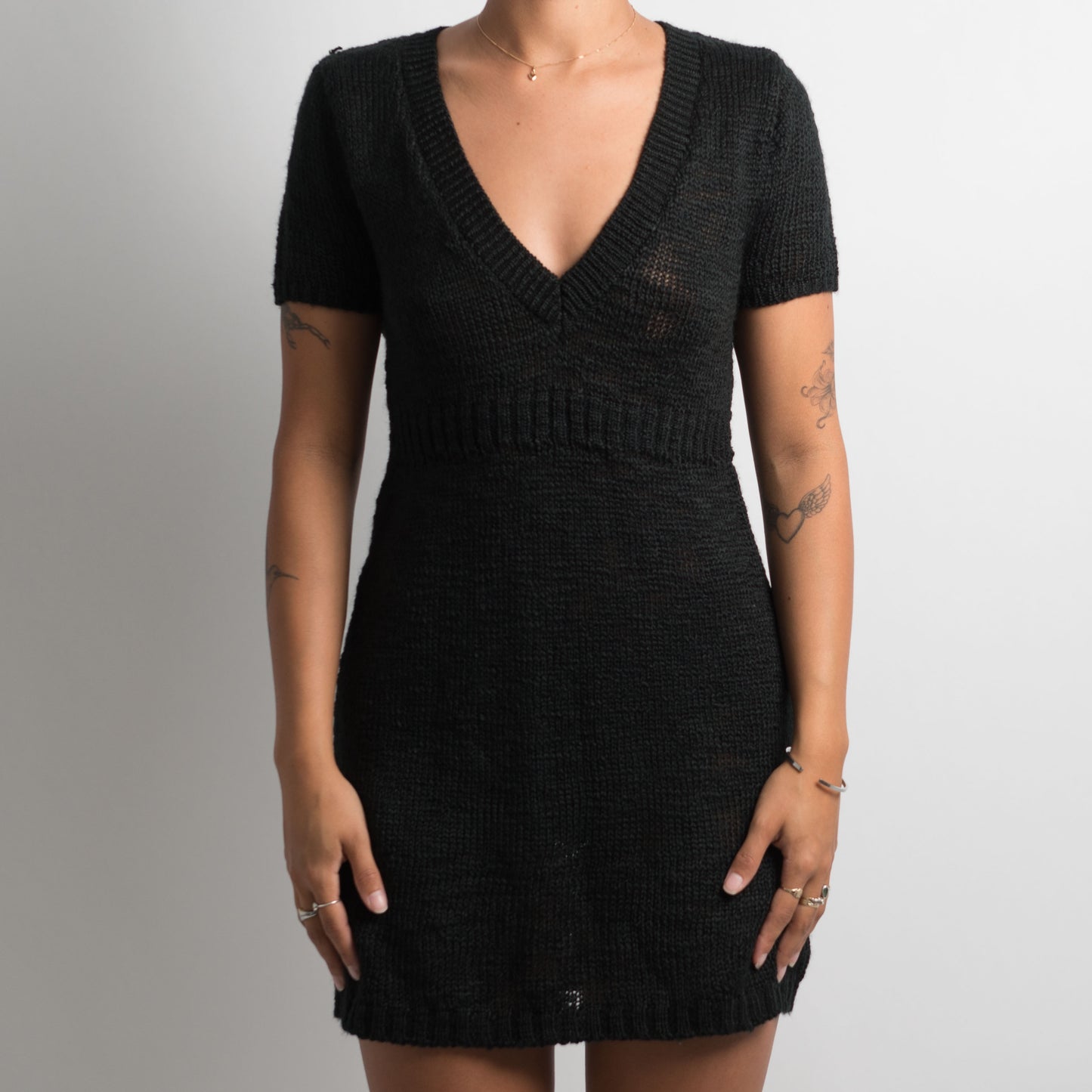 BLACK KNIT MINI DRESS