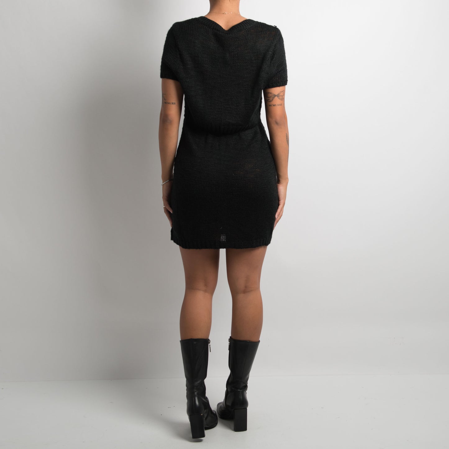 BLACK KNIT MINI DRESS