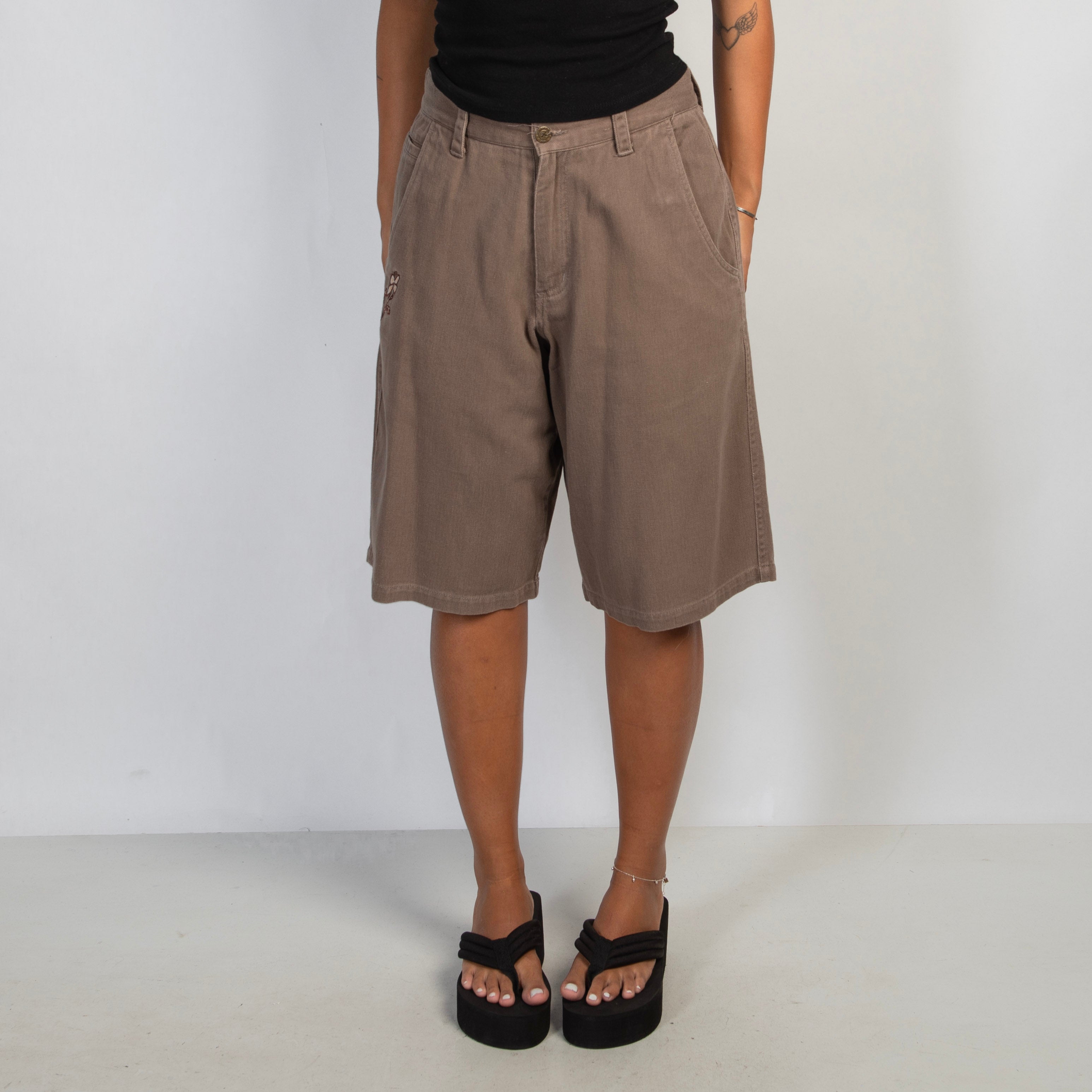 BROWN DENIM JORTS