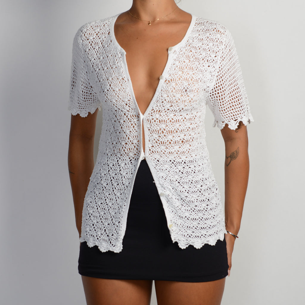 WHITE CROCHET CARDIGAN