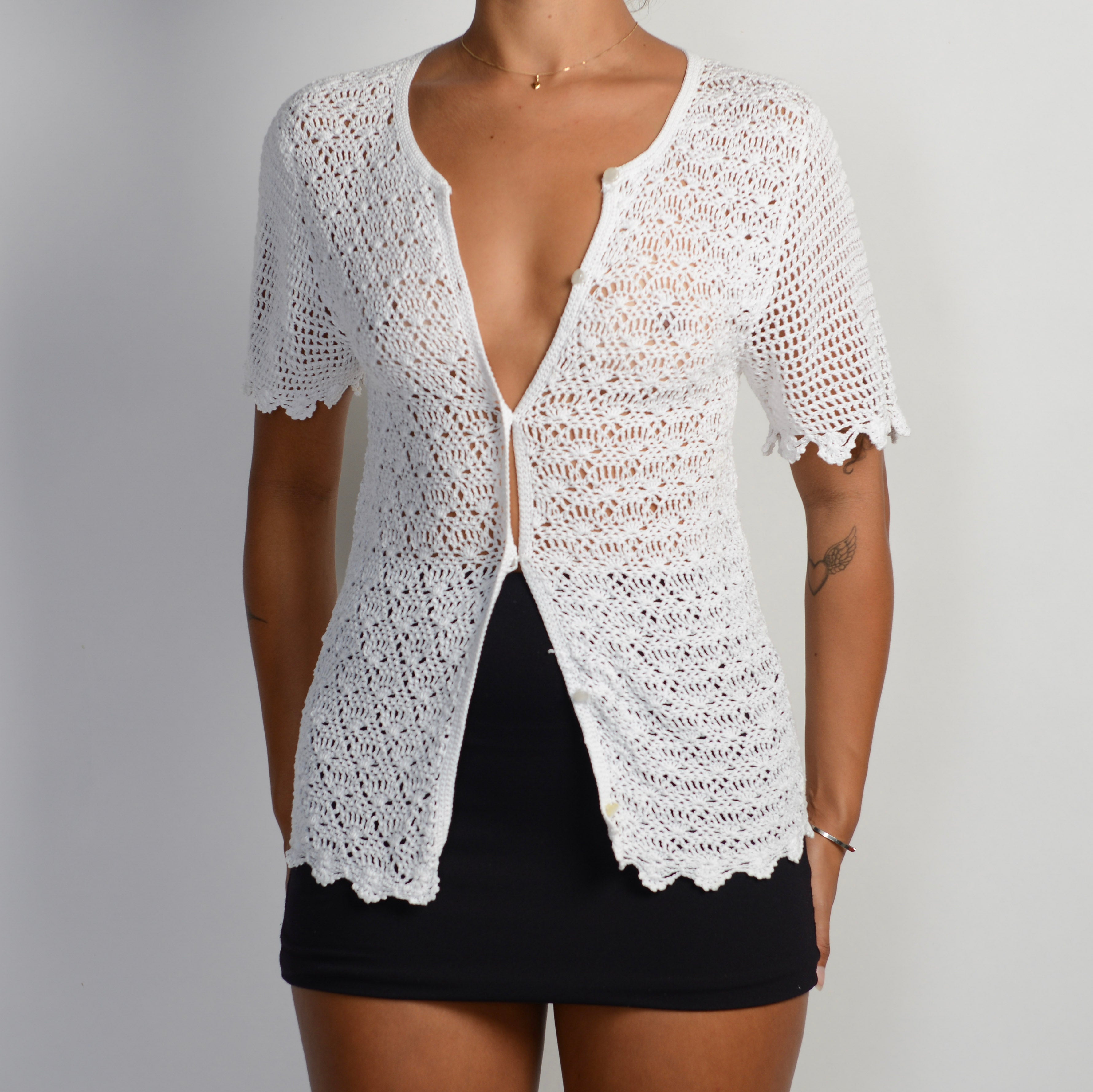WHITE CROCHET CARDIGAN