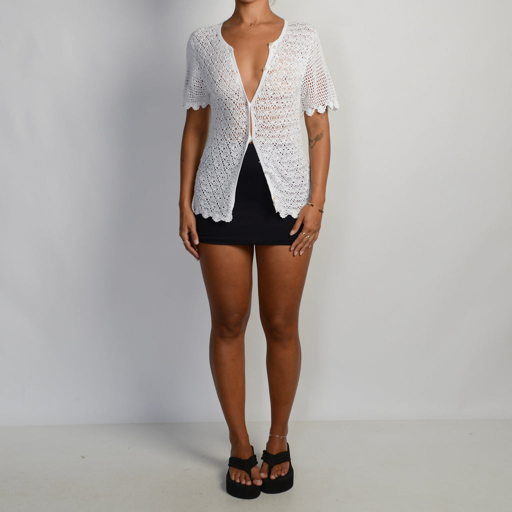 WHITE CROCHET CARDIGAN
