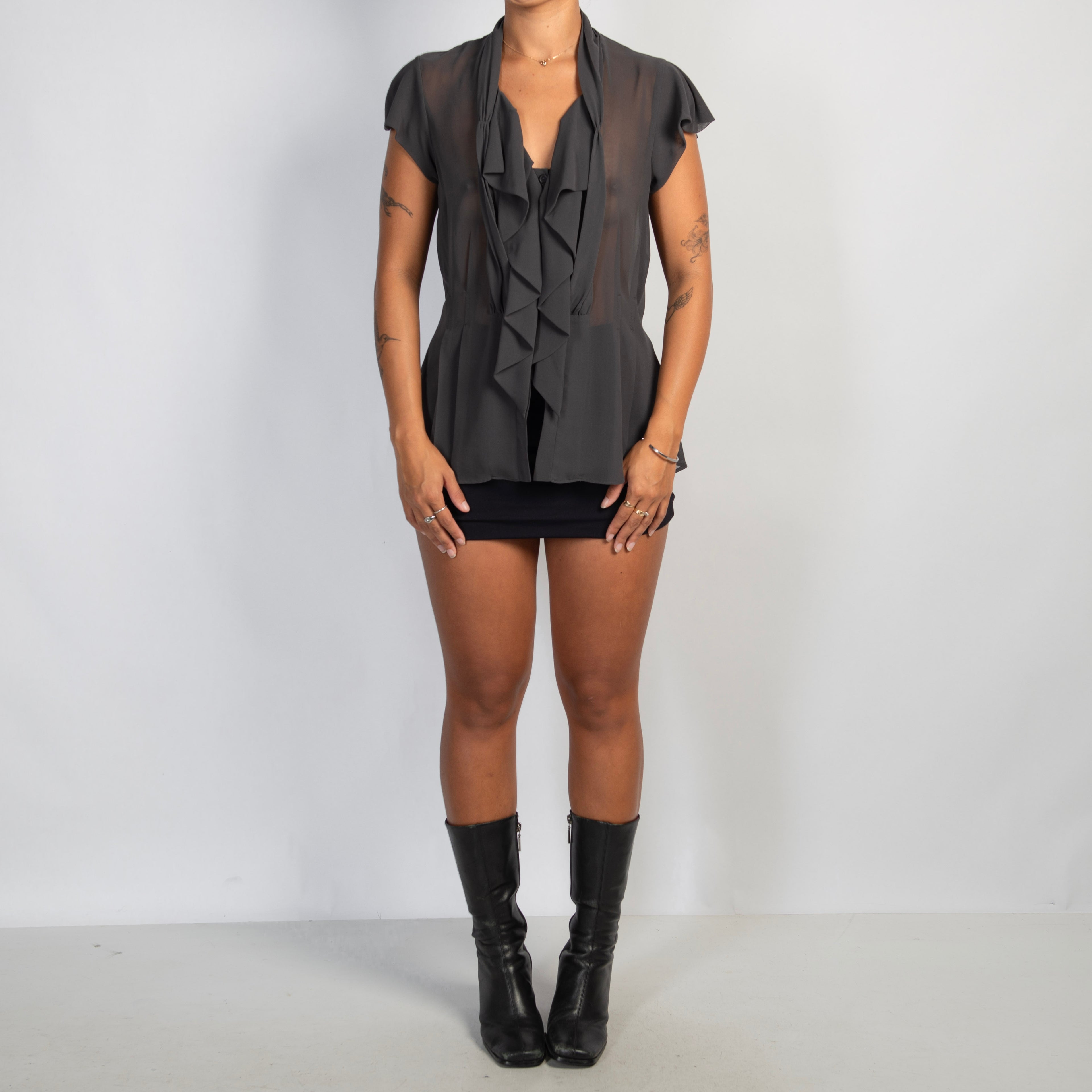 GREY SHEER BLOUSE
