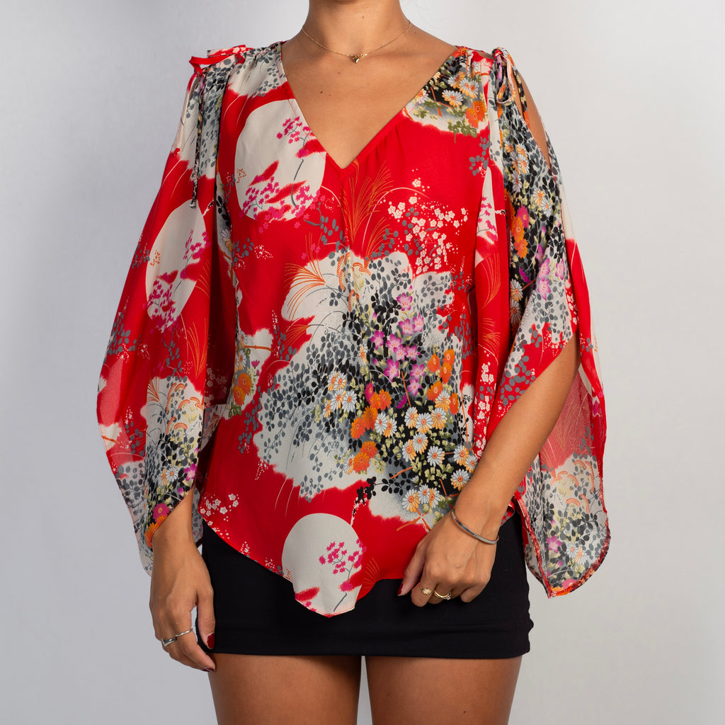 RED PATTERN BLOUSE
