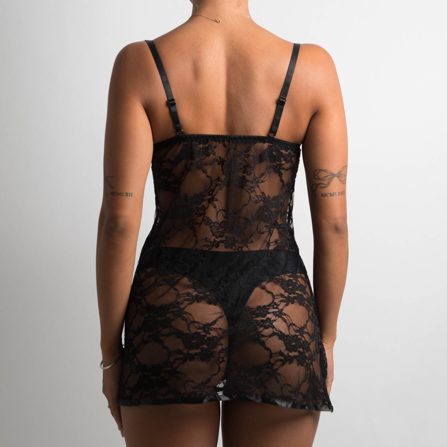 BLACK LACE BABYDOLL + THONG