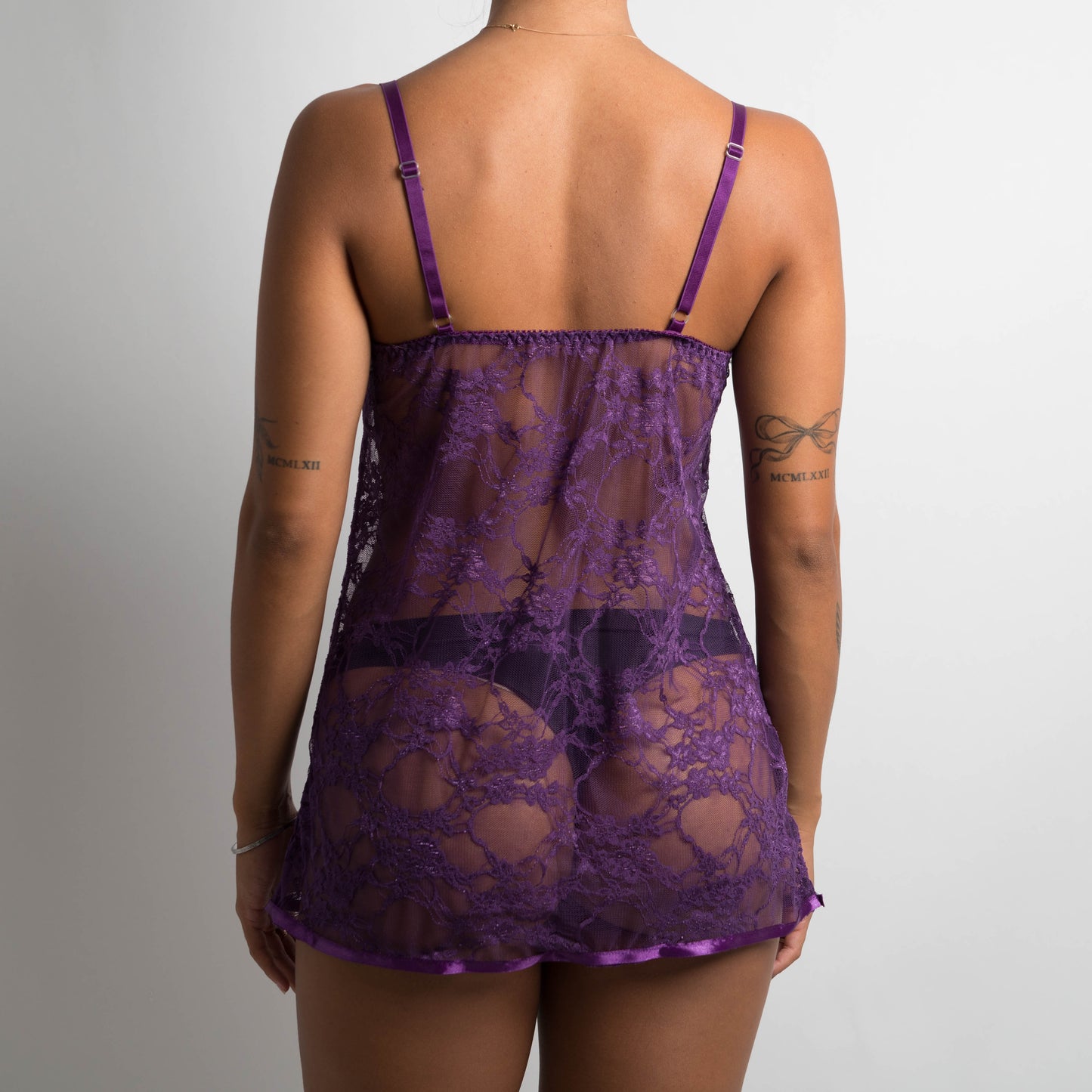 PURPLE LACE BABYDOLL + THONG