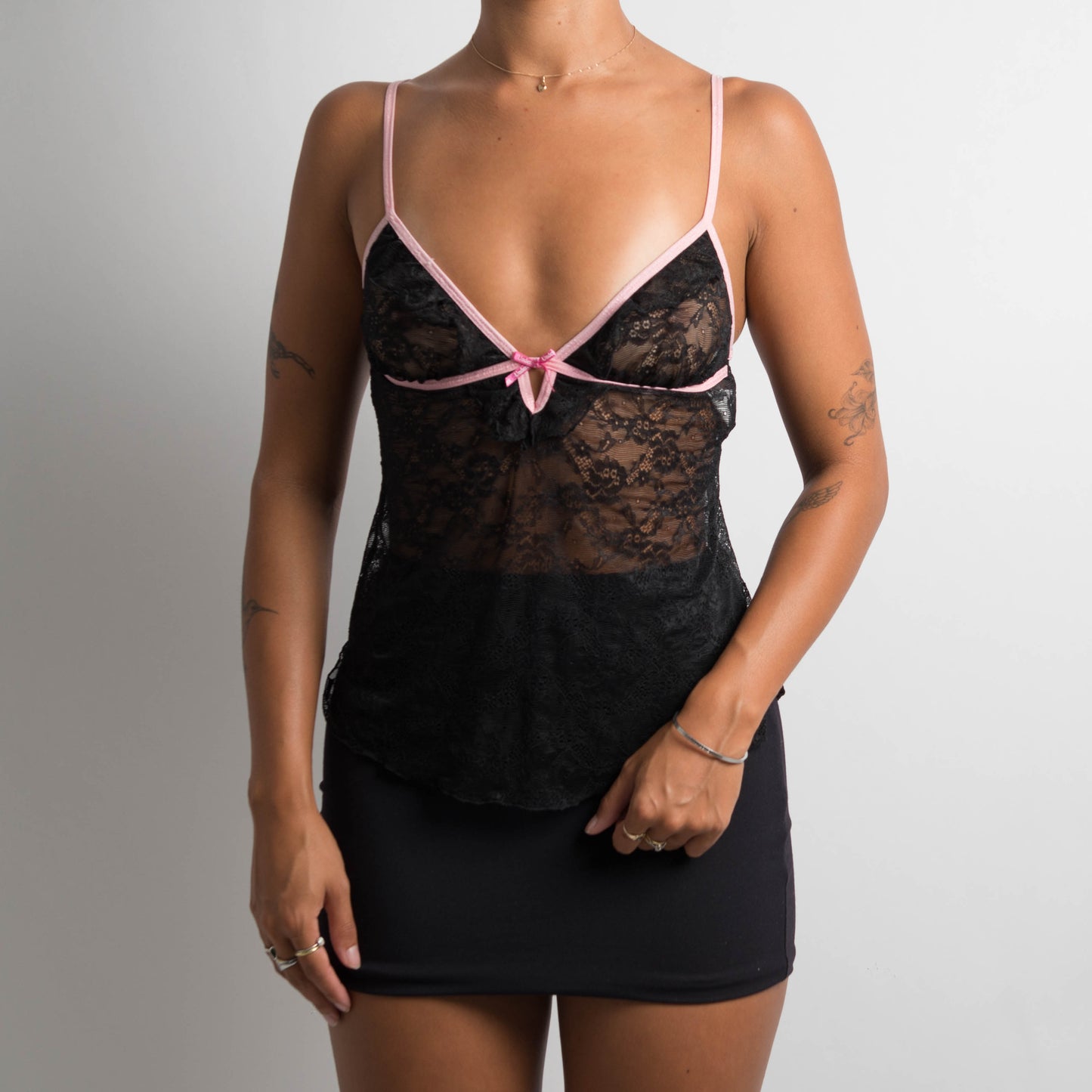 PINK TRIM LACE CAMISOLE