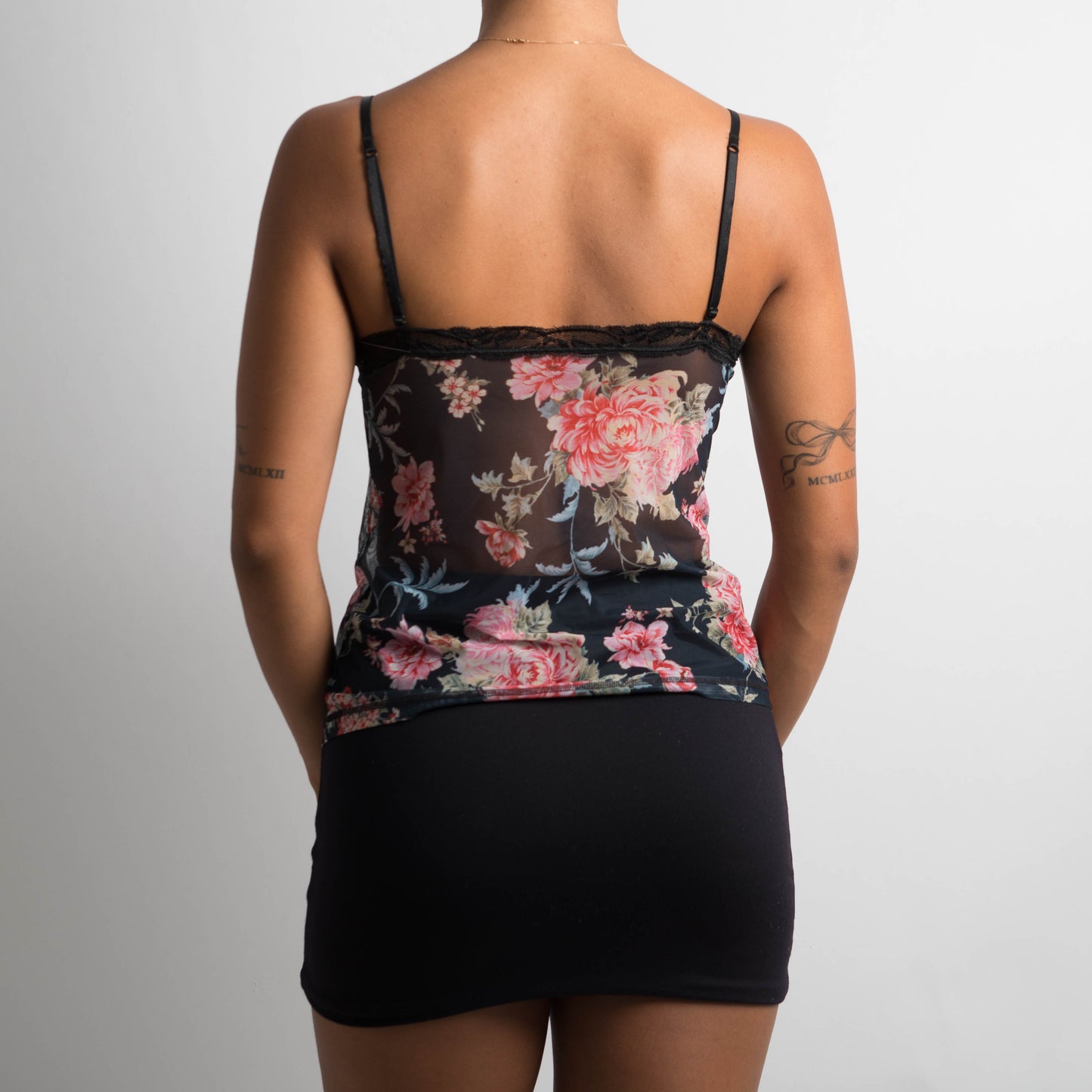 SHEER MESH FLORAL CAMISOLE