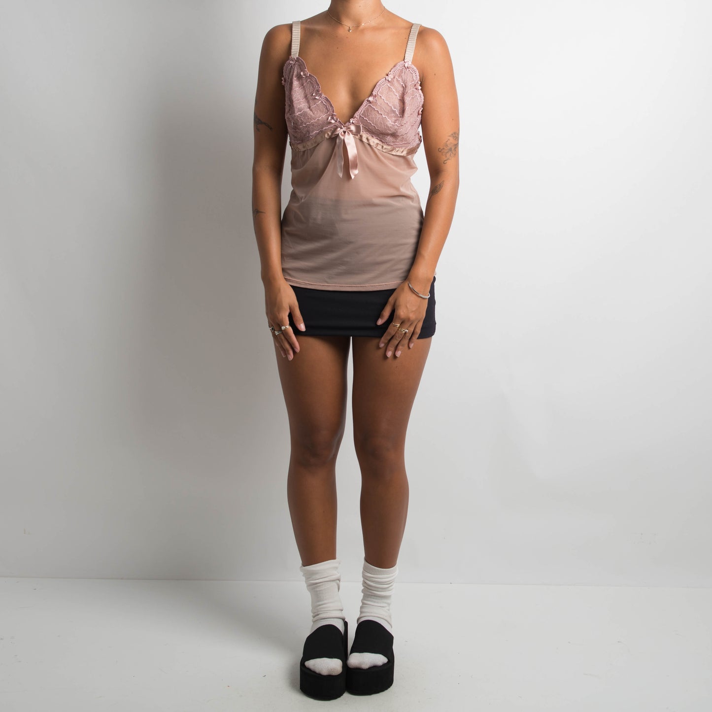 MAUVE SHEER MESH CAMISOLE