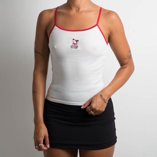 RED TRIM COTTON CAMISOLE