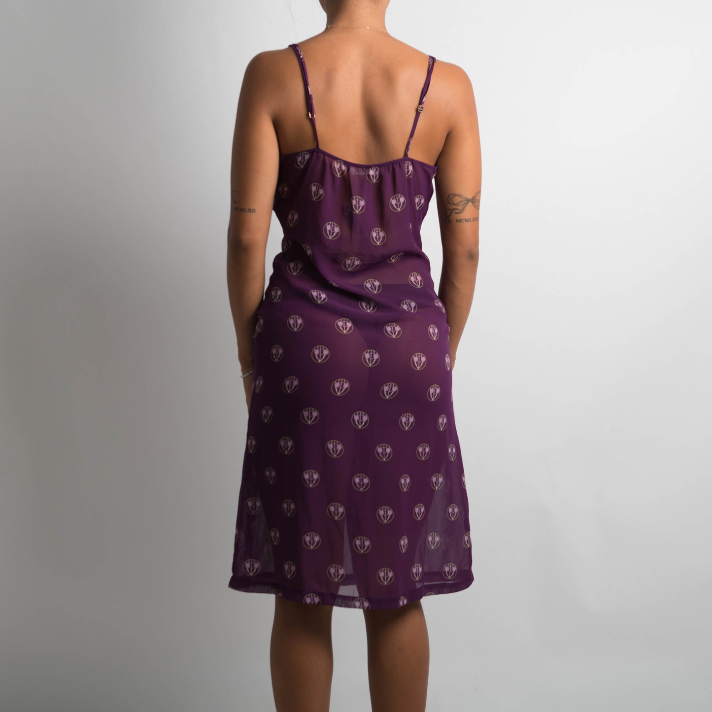 PURPLE PATTERNED MIDI DRESS