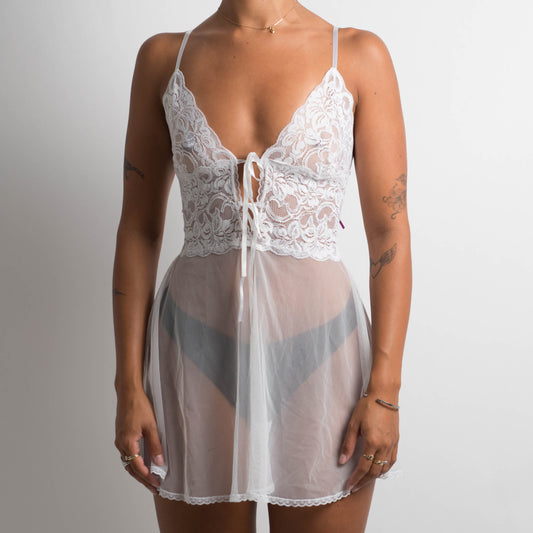 WHITE SHEER MESH CHEMISE